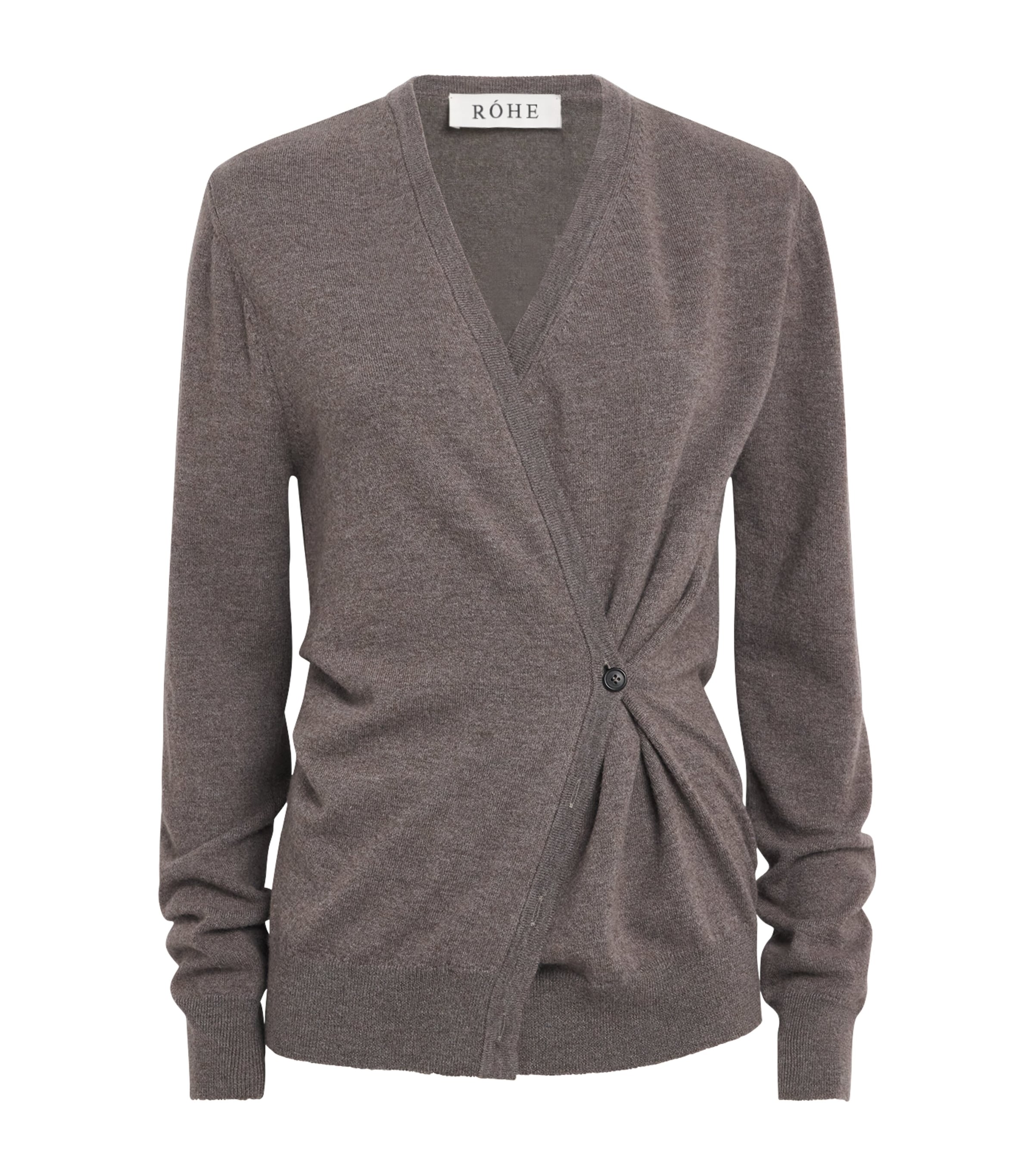 Róhe Womens Stretch-Wool Twisted Cardigan Mud Image 1
