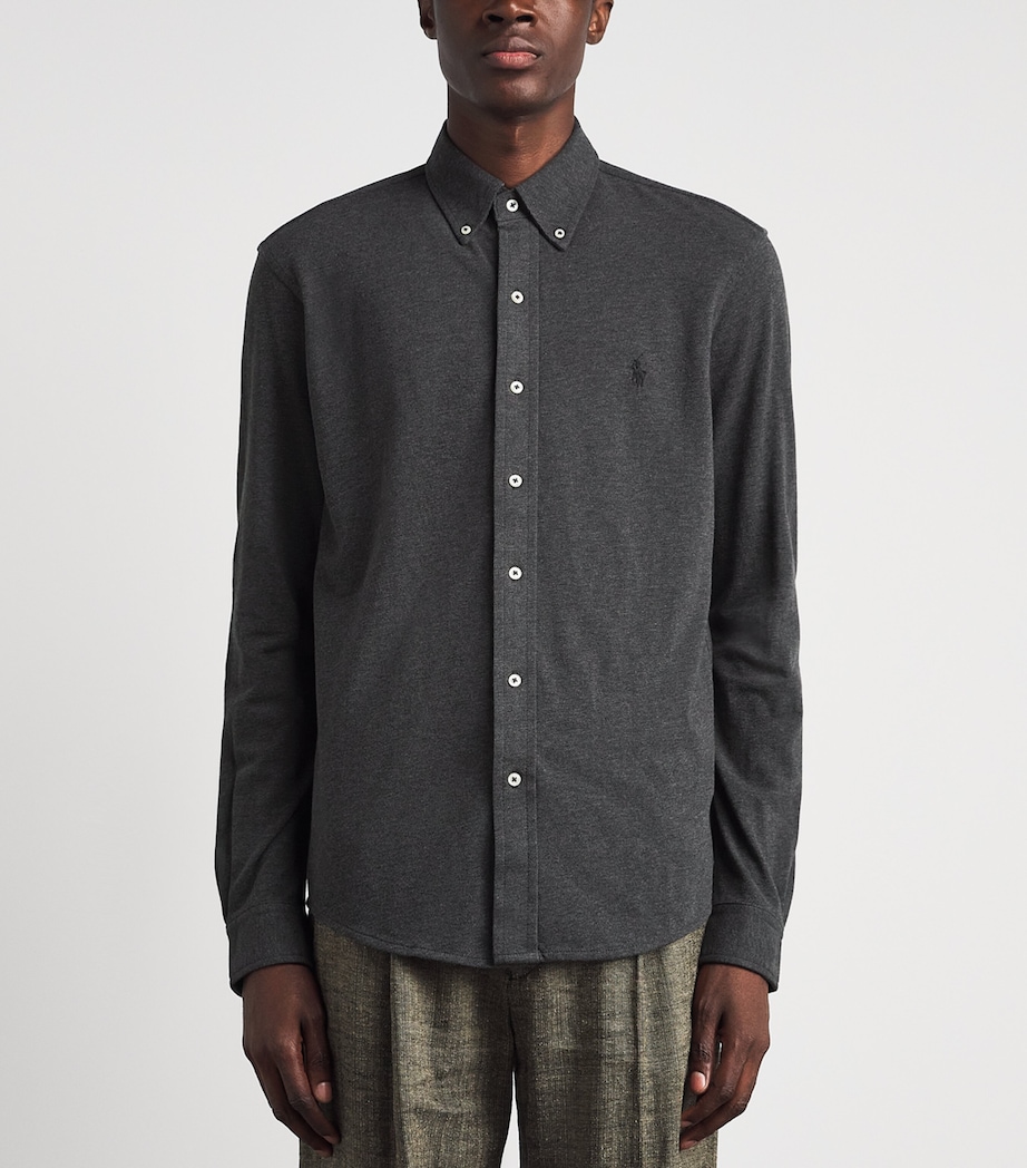 Polo Ralph Lauren Mens Cotton Mesh Shirt Windsor Hther Image 4