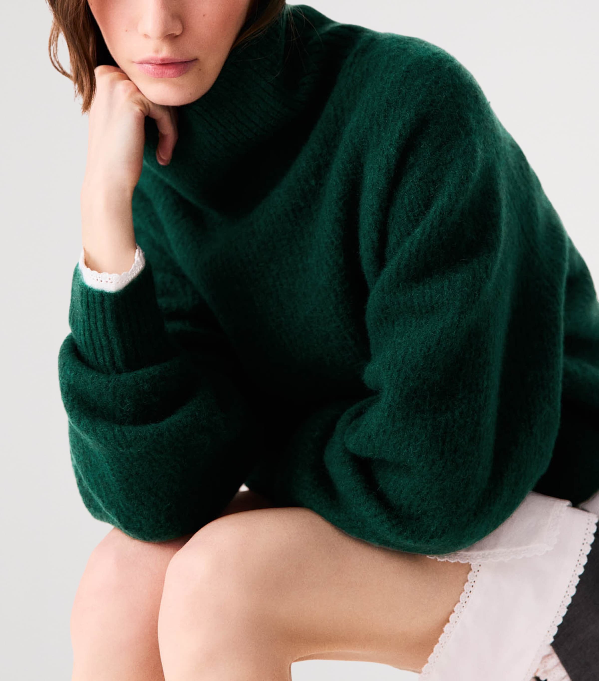 Maje Womens Yak-Blend Rollneck Sweater Bottle Green Image 8