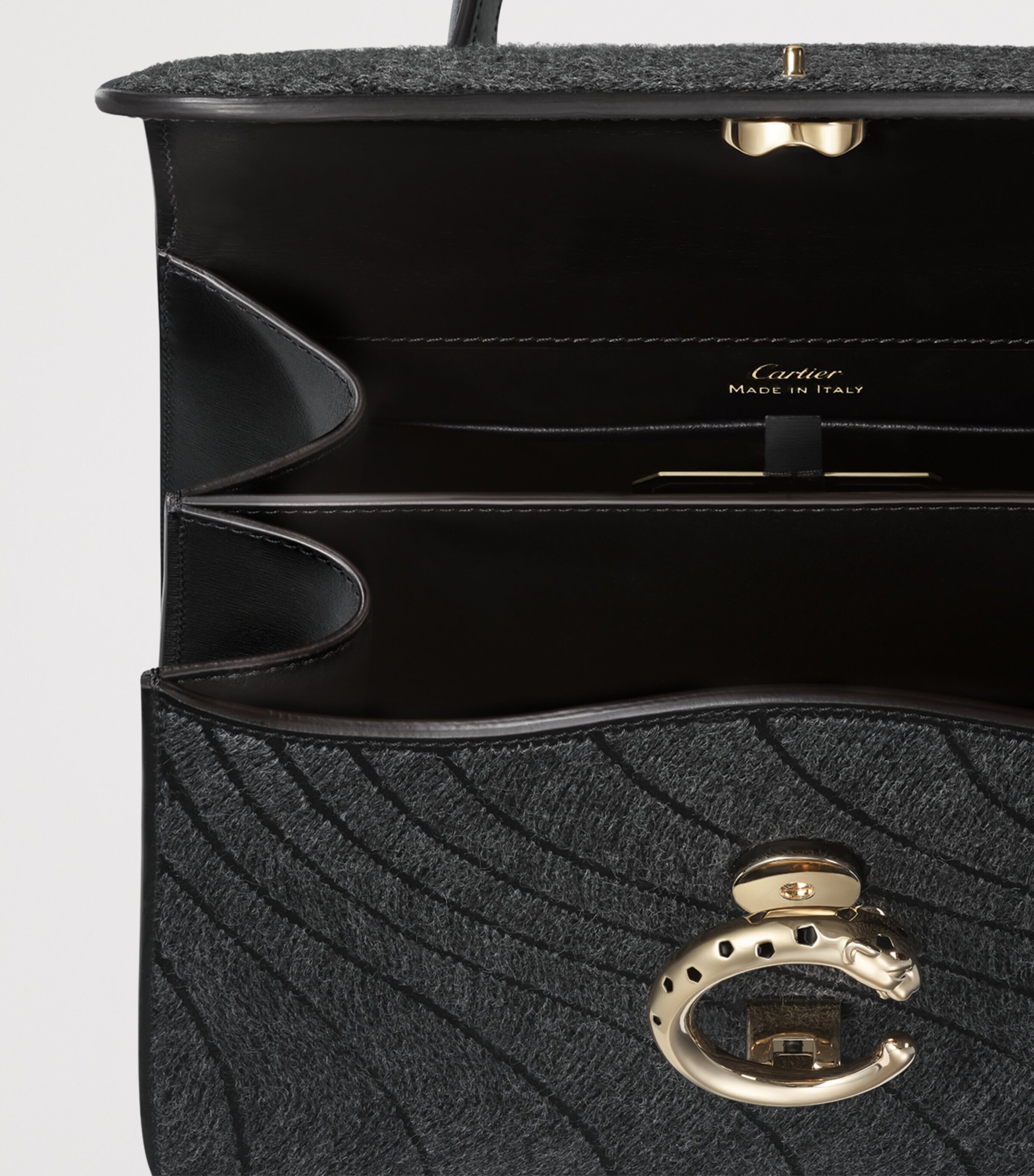 Small Leather Panthère de Cartier Top-Handle Bag BLACK Image 4