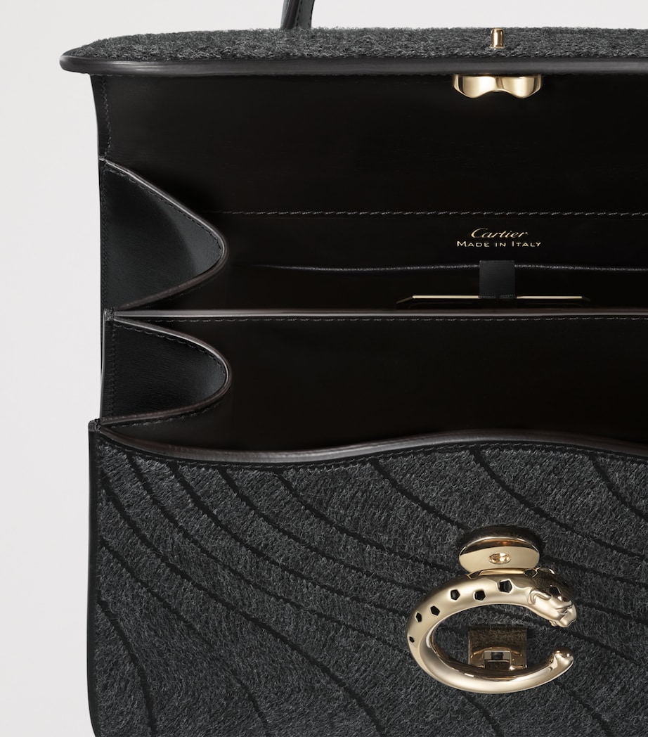 Small Leather Panthère de Cartier Top-Handle Bag BLACK Image 4