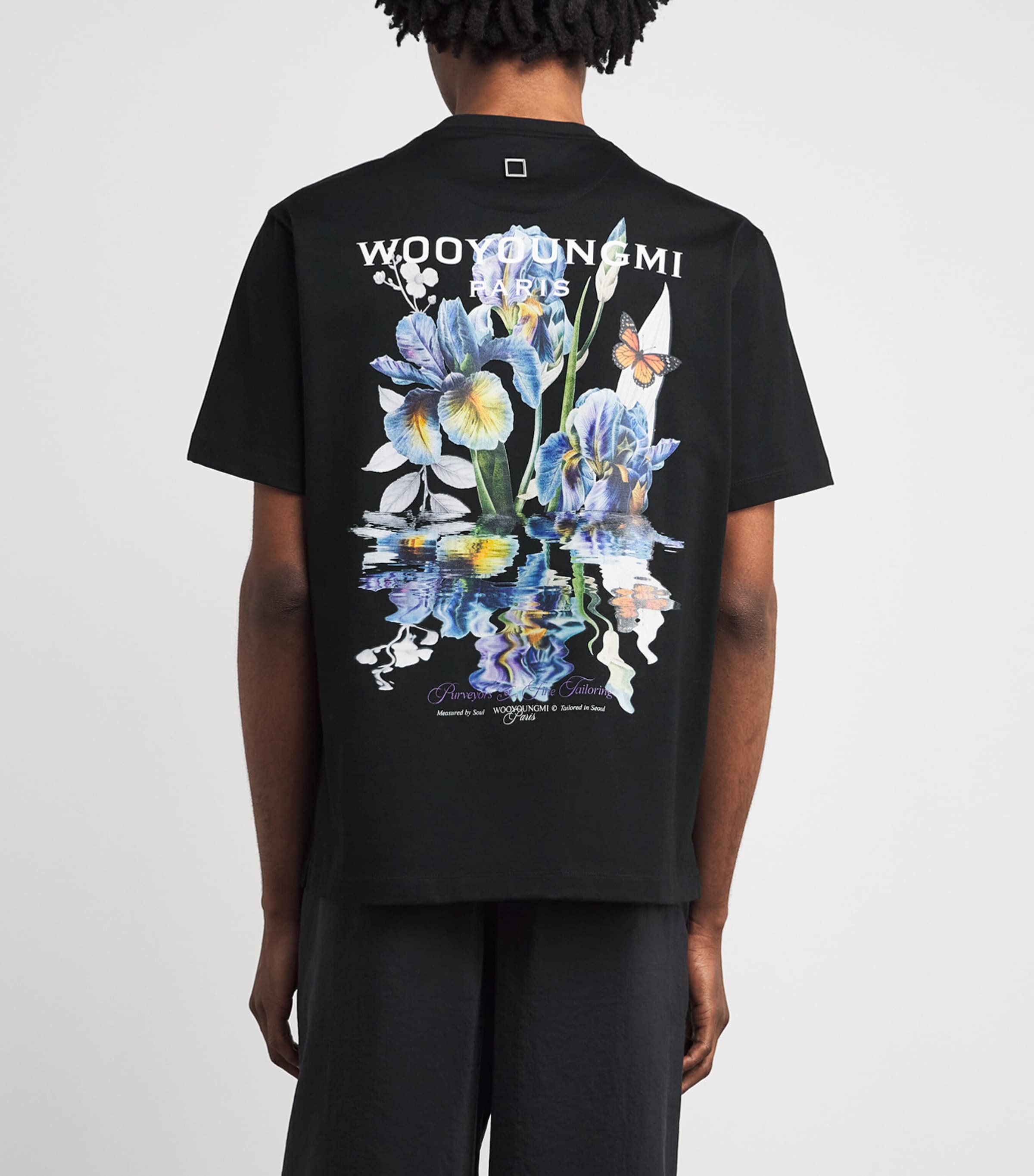 Wooyoungmi Mens Cotton Flower Logo Back T-Shirt Black Image 5