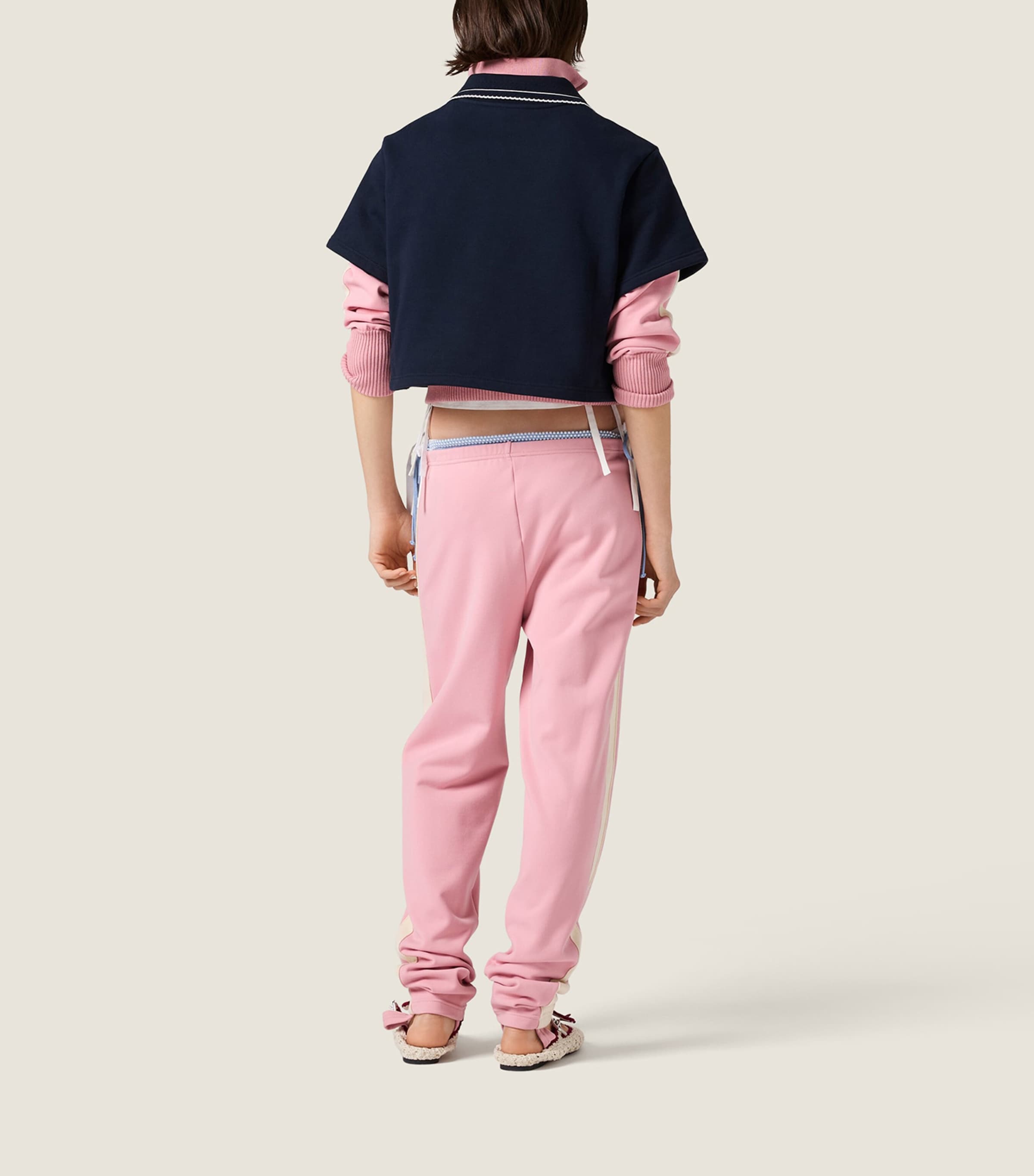 Miu Miu Womens Cotton Cropped Logo Sweatshirt Blue Image 3