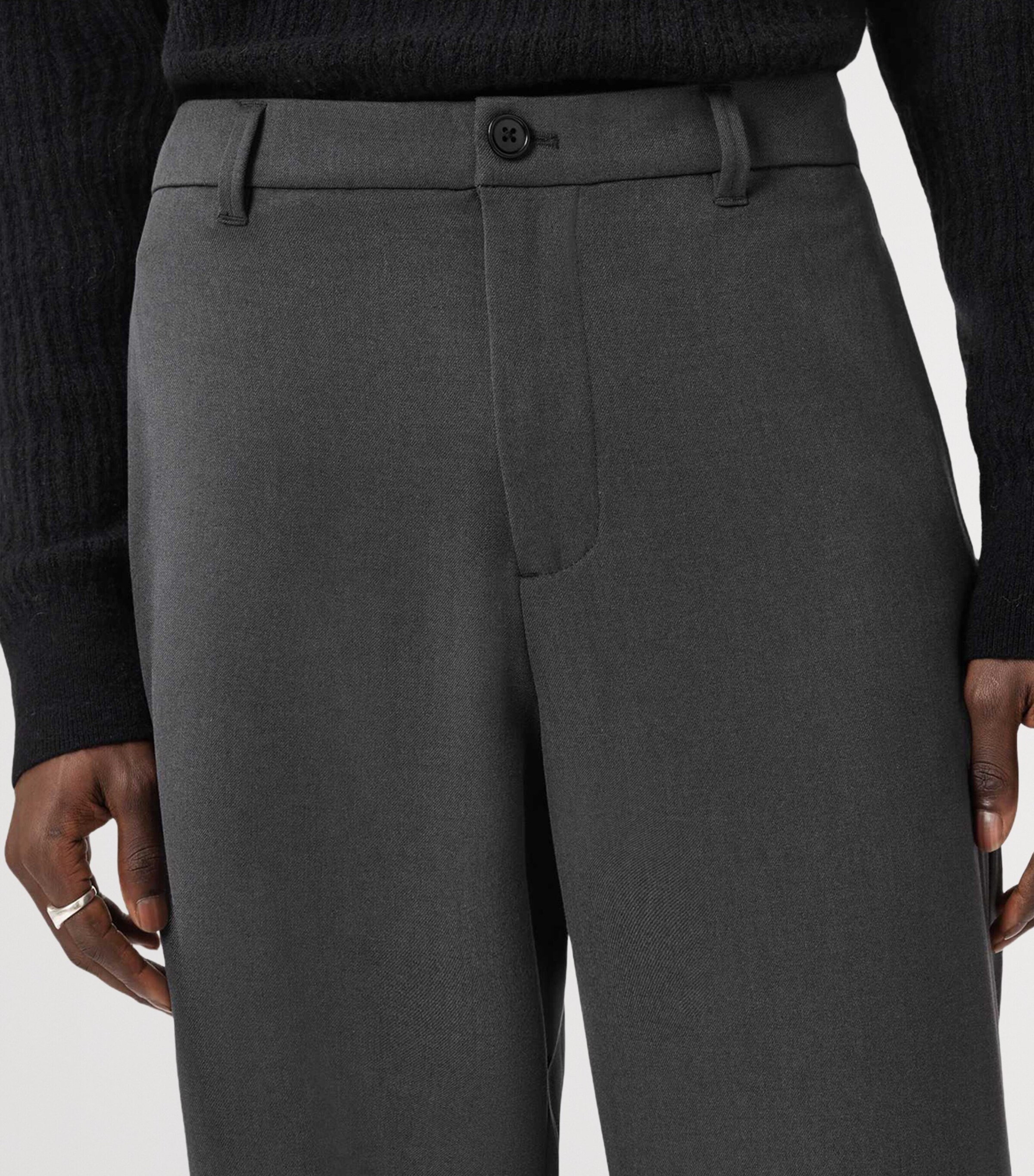 AllSaints Mens Wide-Leg Halla Trousers Charcoal Grey Image 7