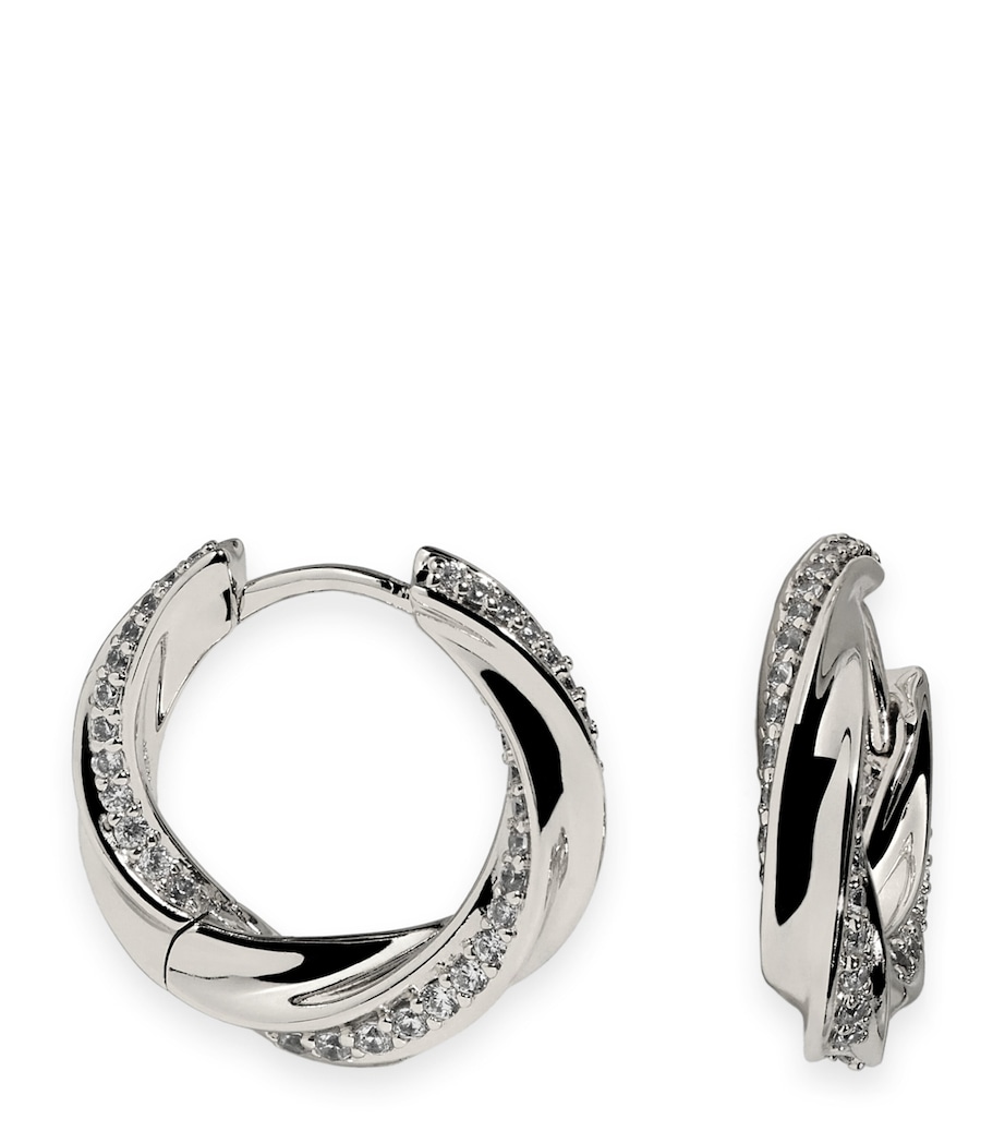 Astrid & Miyu Rhodium-Plated Embellished Cosmic Twist Huggies Silver Image 1