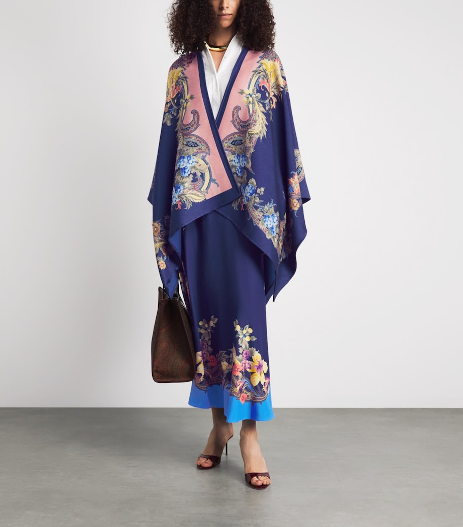 Etro Womens Silk Floral Paisley Print Maxi Skirt Print/blue Bs Image 2