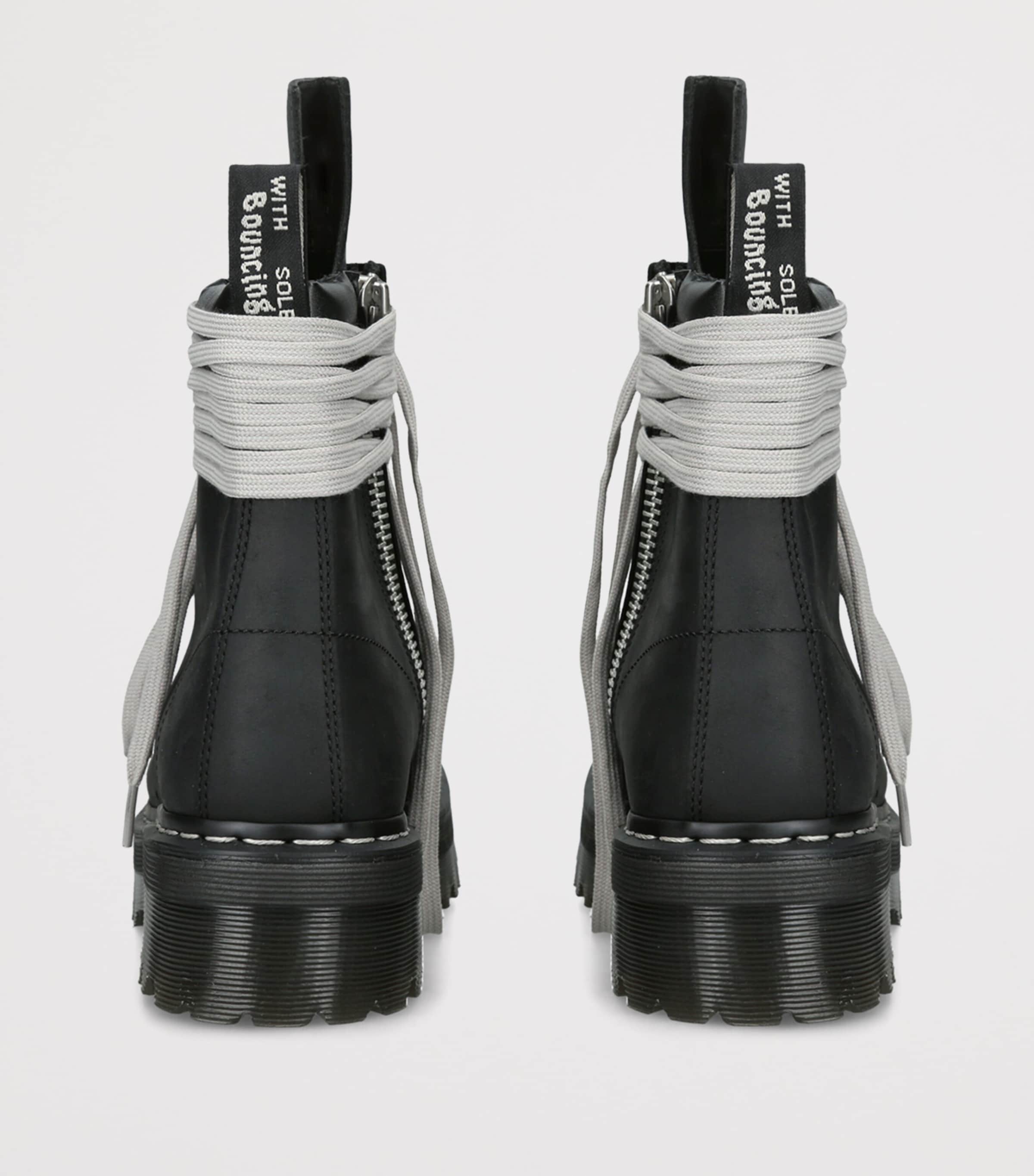Rick Owens Black x Dr. Martens Nubuck Quad Sole Steel Toe Boots