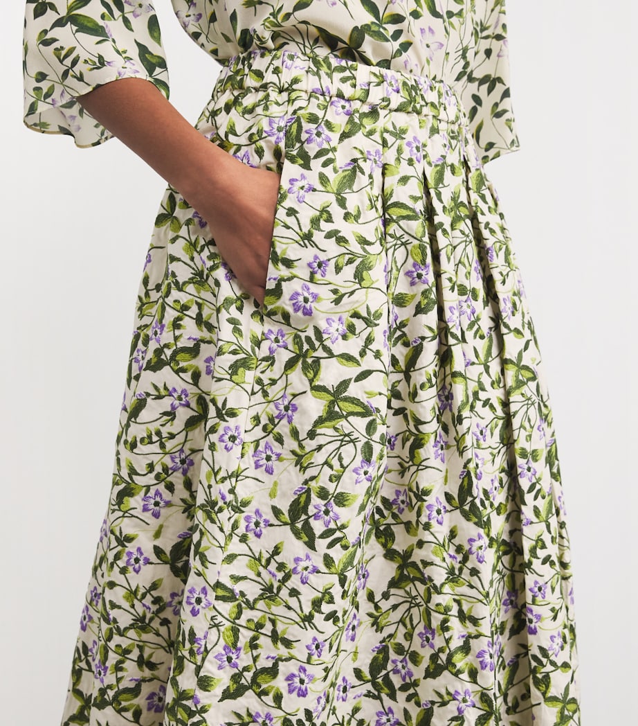 Weekend Max Mara Womens Cotton Floral-Embroidered Midi Skirt Ecru Image 6