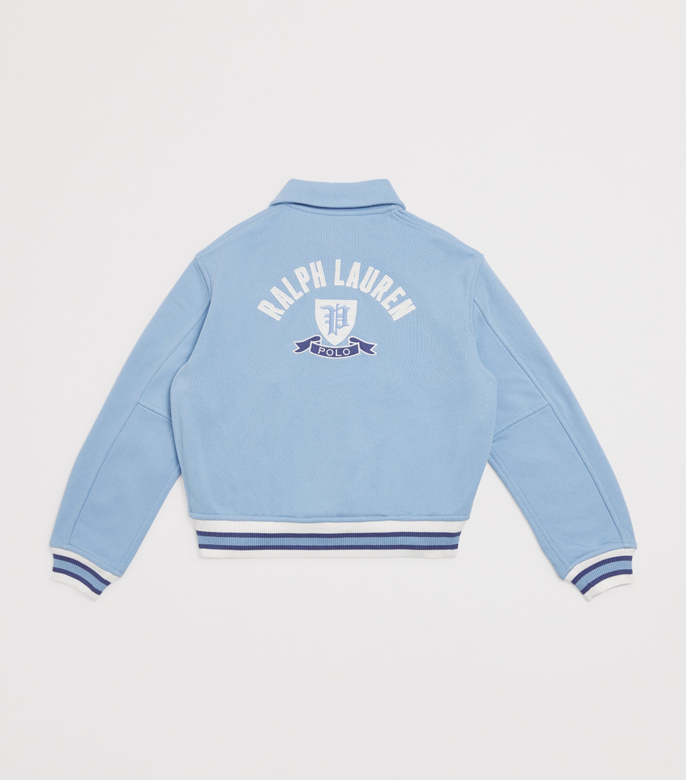 Ralph Lauren Kids Cotton-Blend Varsity Bomber Jacket (6-14 Years) Chambray Blue/white Image 2