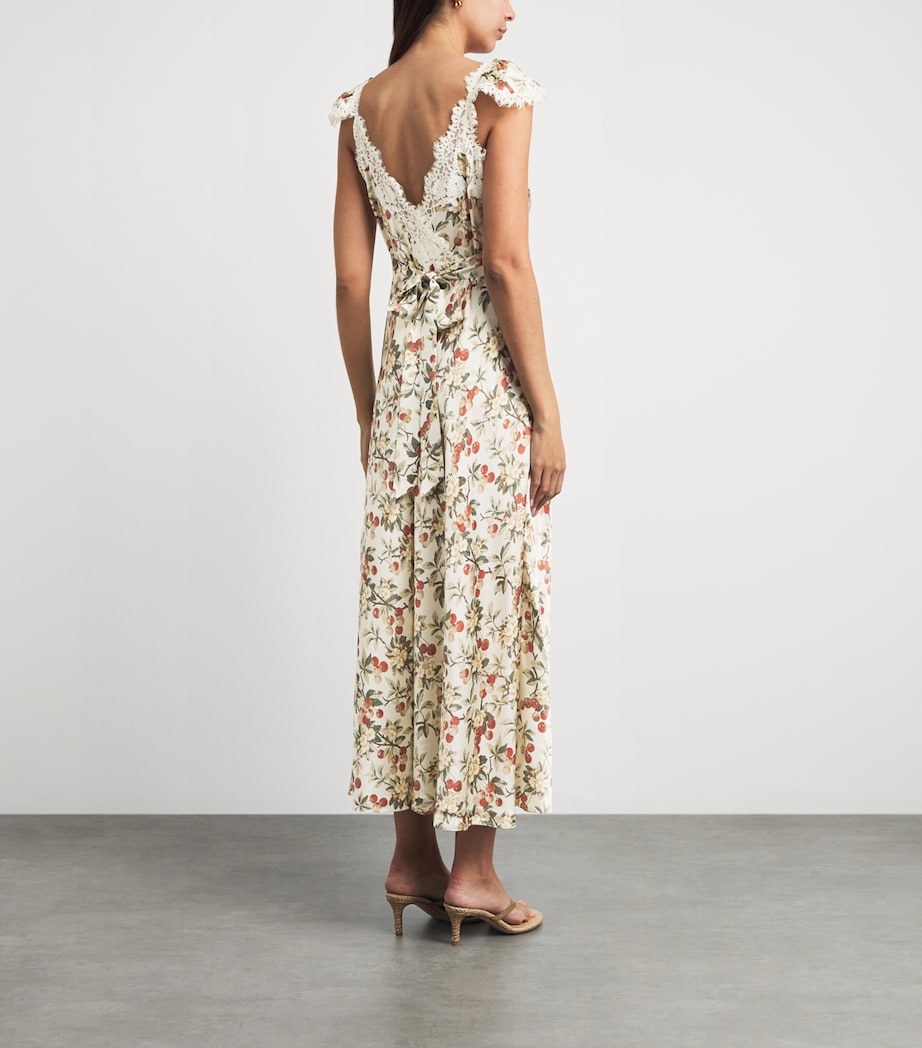 DÔEN Womens Silk Fiona Midi Dress Cerise Et Fleur Image 4