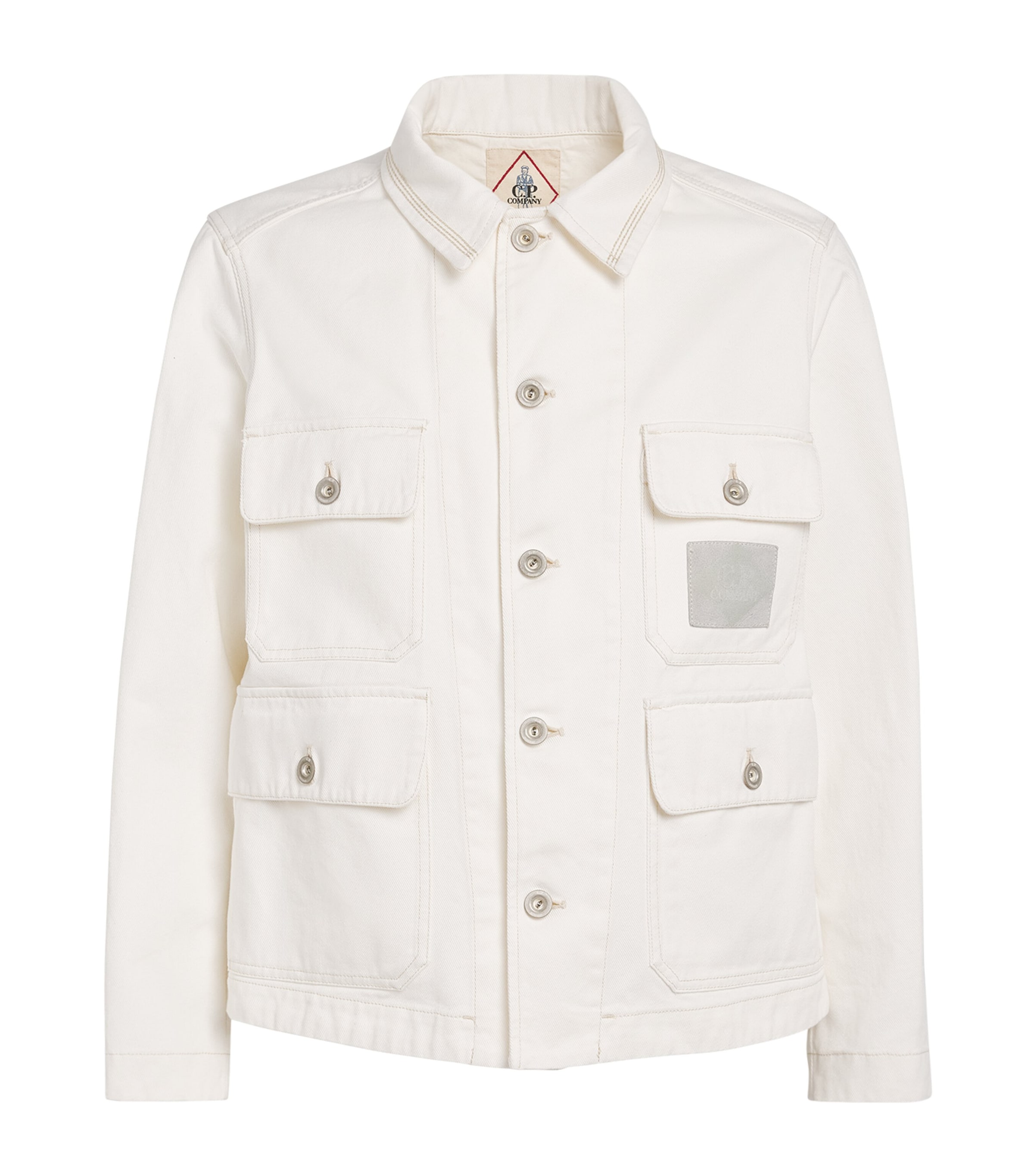 C.P. Company Mens Pocket-Detail Denim Jacket Gauze White Image 1