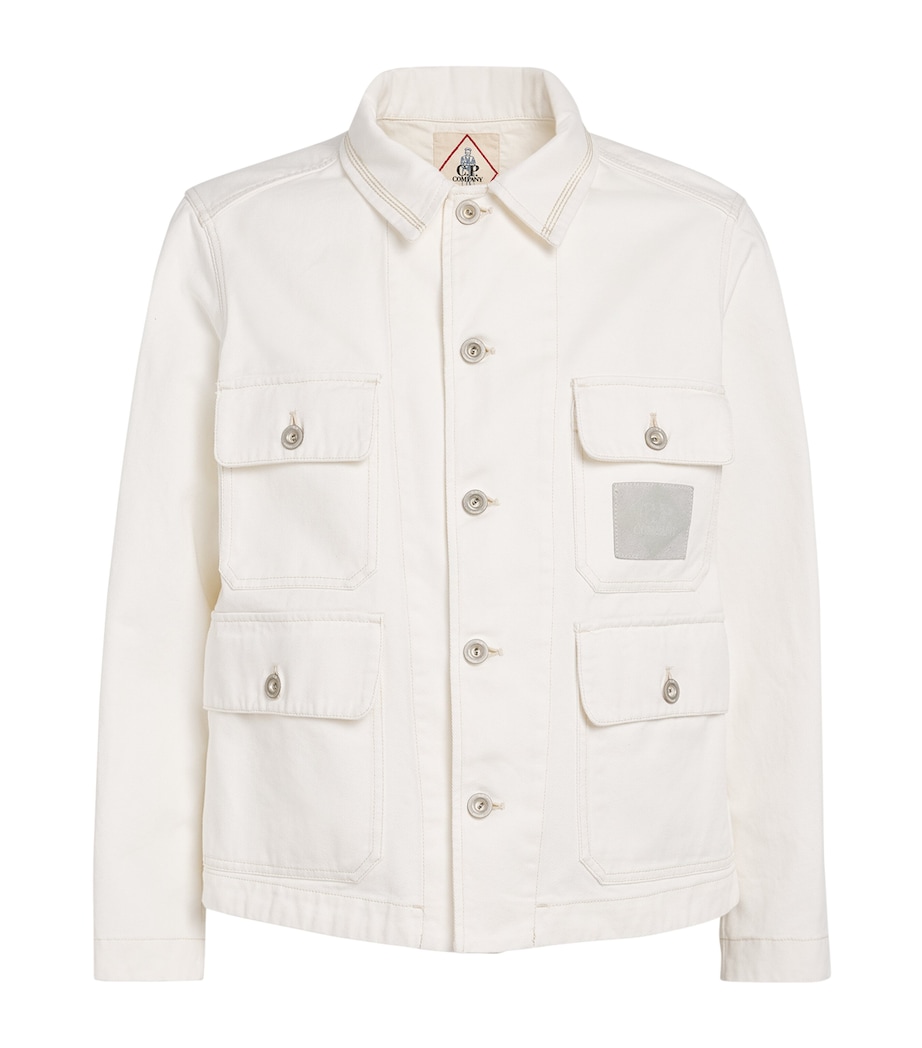 C.P. Company Mens Pocket-Detail Denim Jacket Gauze White Image 1
