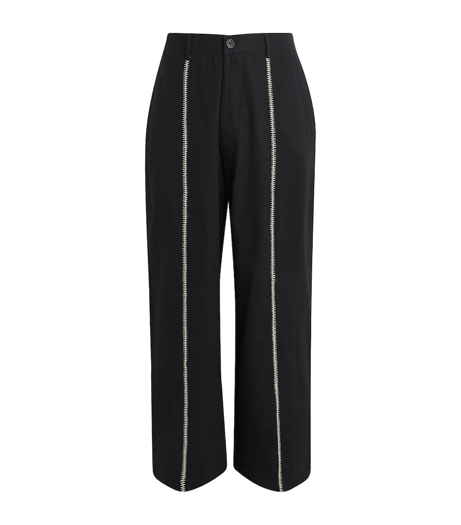 Kartik Research Mens Wool Manari Trousers Black/ Ecru Image 1