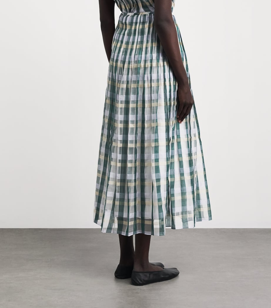 Lafayette 148 Womens Cotton-Silk Pintuck Maxi Skirt Grsmu Grass Multi Image 5