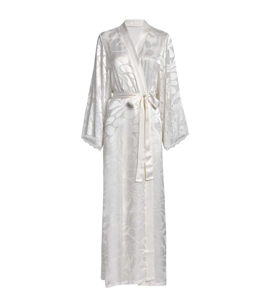 Lace-Trim Charlotte Long Robe WHITE Image 1