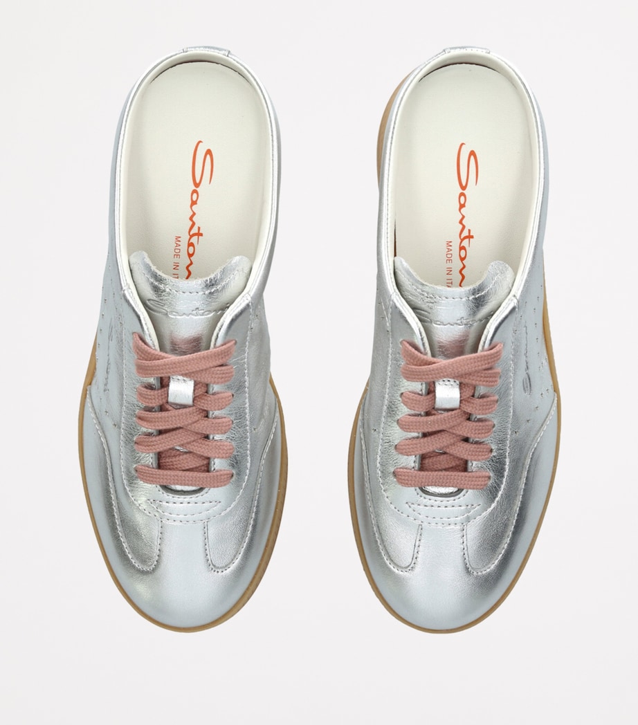 Leather Metallic Oly Pulse Sabot Mules SILVER Image 4