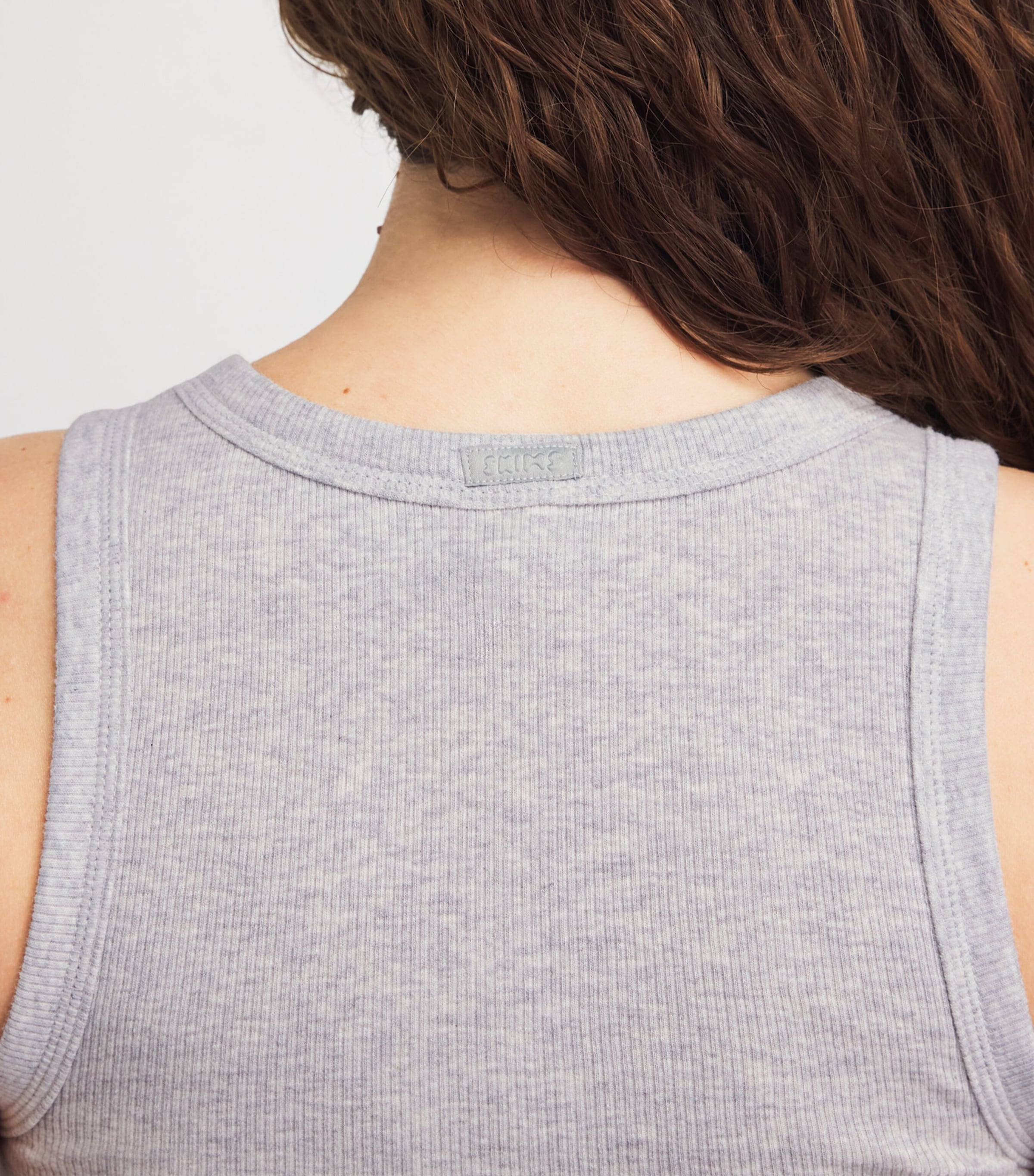 Skims Womens Cotton Ribbed Cropped Tank Top Light Heather Grey Image 3