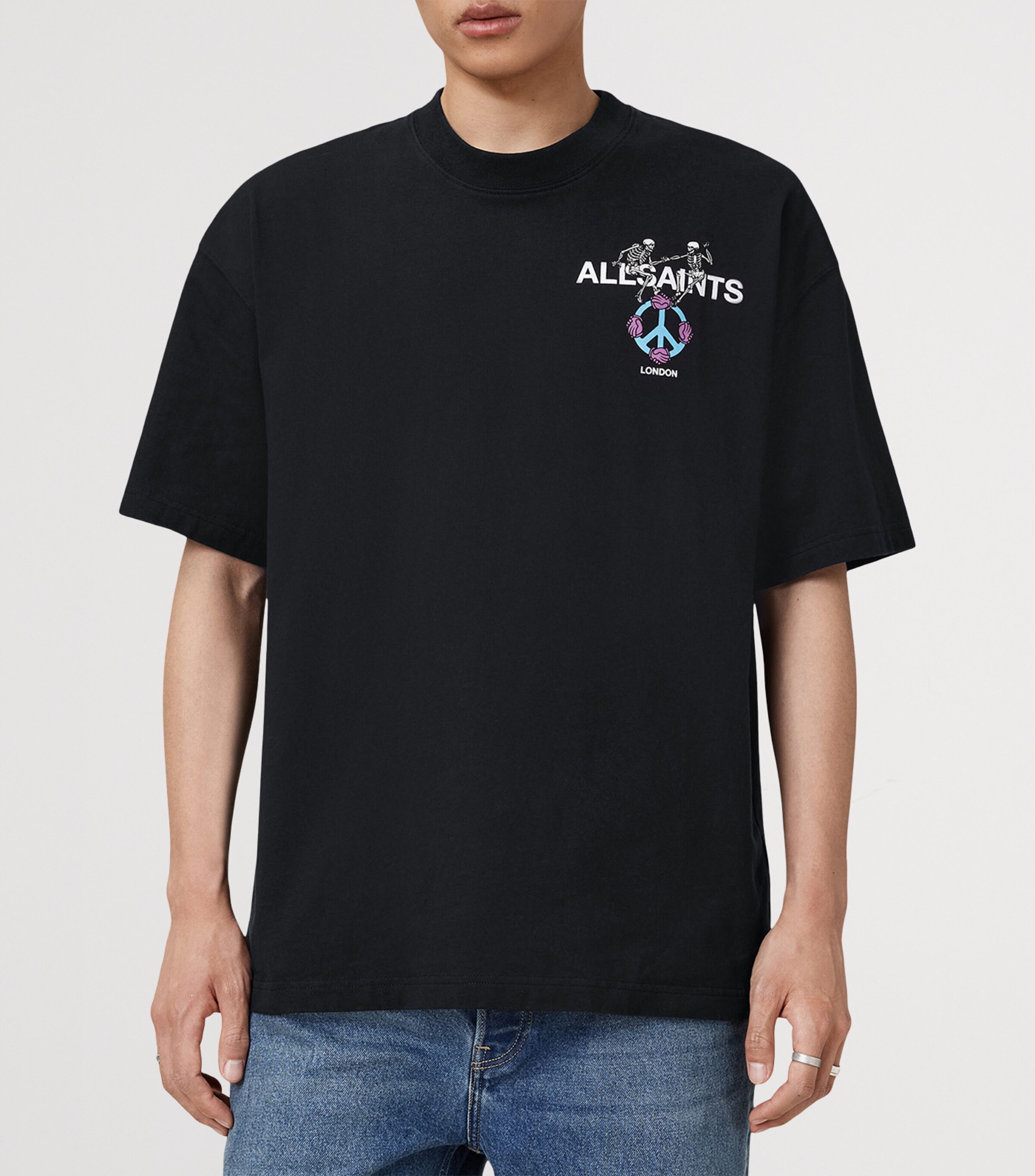 AllSaints Mens Organic Cotton Reincarnate T-Shirt Washed Black Image 5