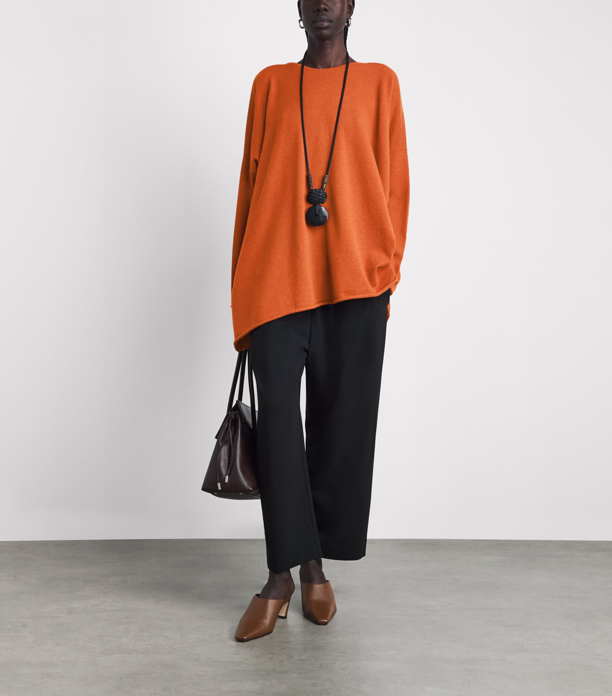 Eskandar Womens Cashmere Sweater Rust Image 2