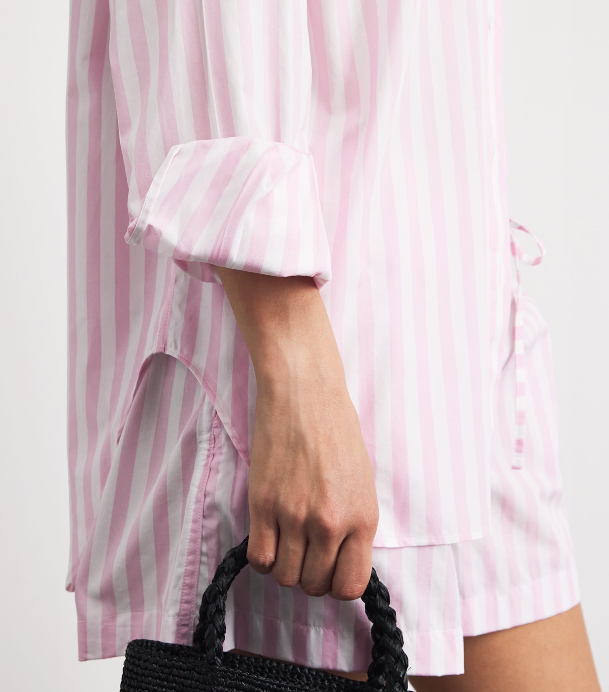 Hunza G Womens Cotton Stripe Cabana Shirt Pink Image 3