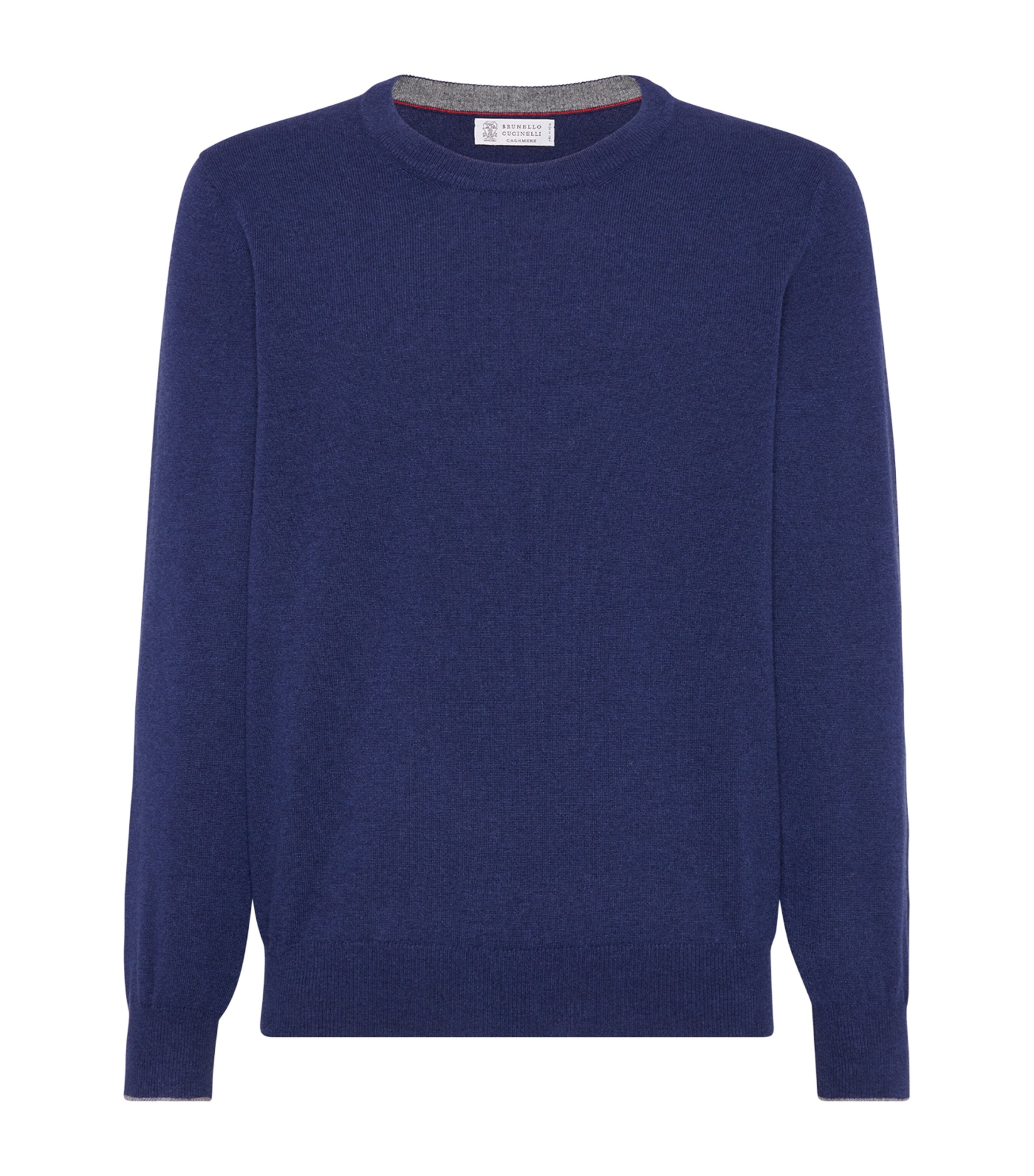 Brunello Cucinelli Virgin Wool-cashmere Crew Neck Jumper In Blue