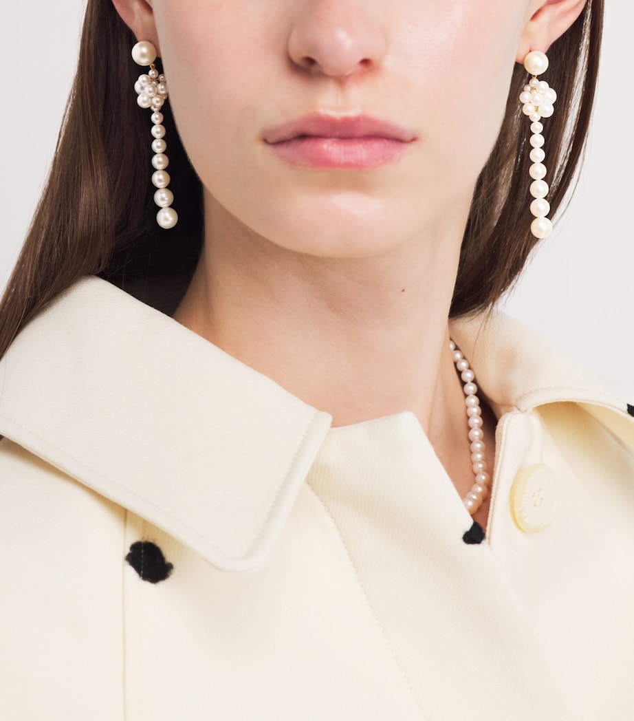 Sophie Bille Brahe Yellow Gold and Pearl Colonna Botticelli Drop Earrings Yellow Gold Image 4