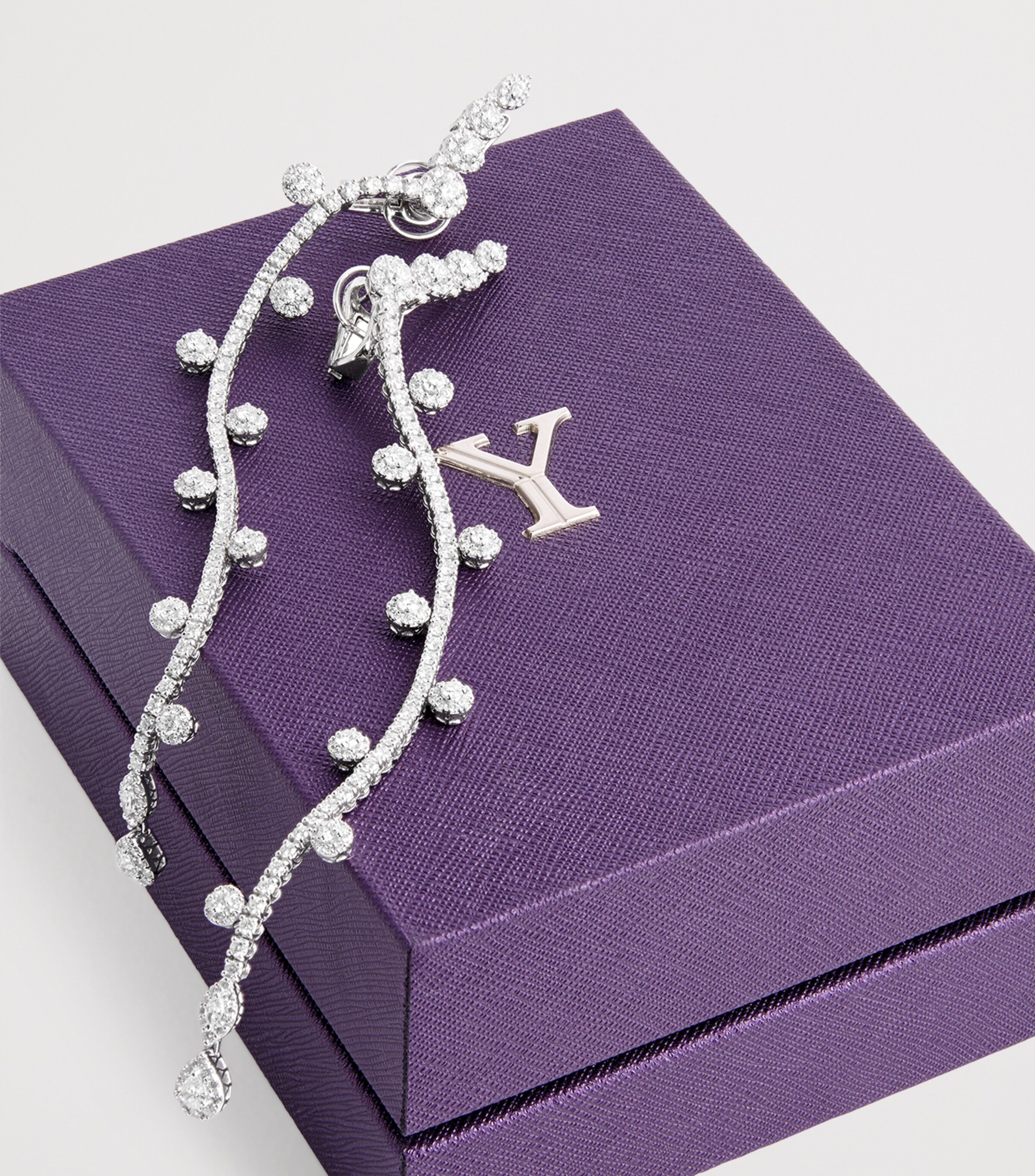 White Gold and Diamond Y-Couture Drop Earrings WHITE GOLD Image 6