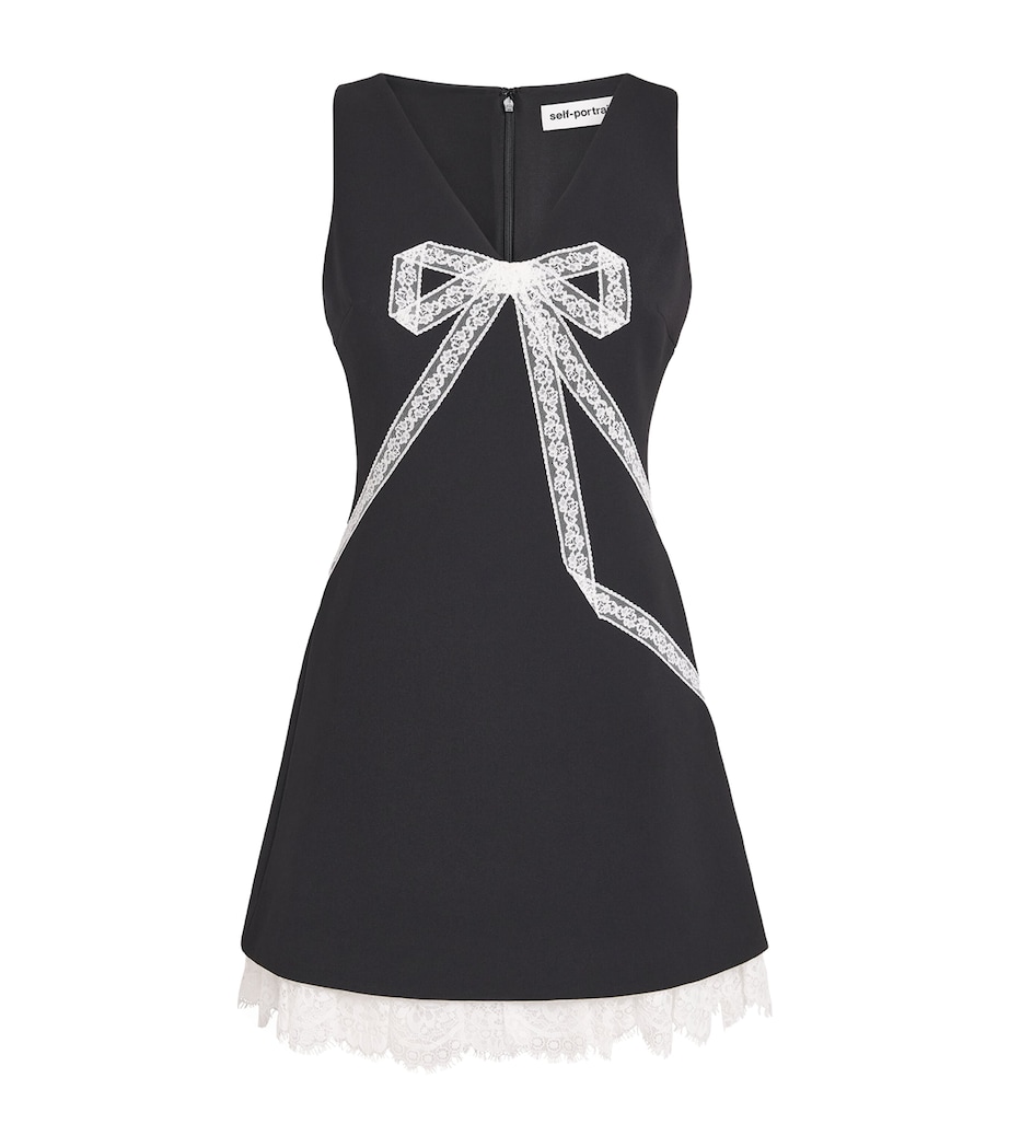 Self-Portrait Womens Crepe Lace Bow Mini Dress Black Image 1