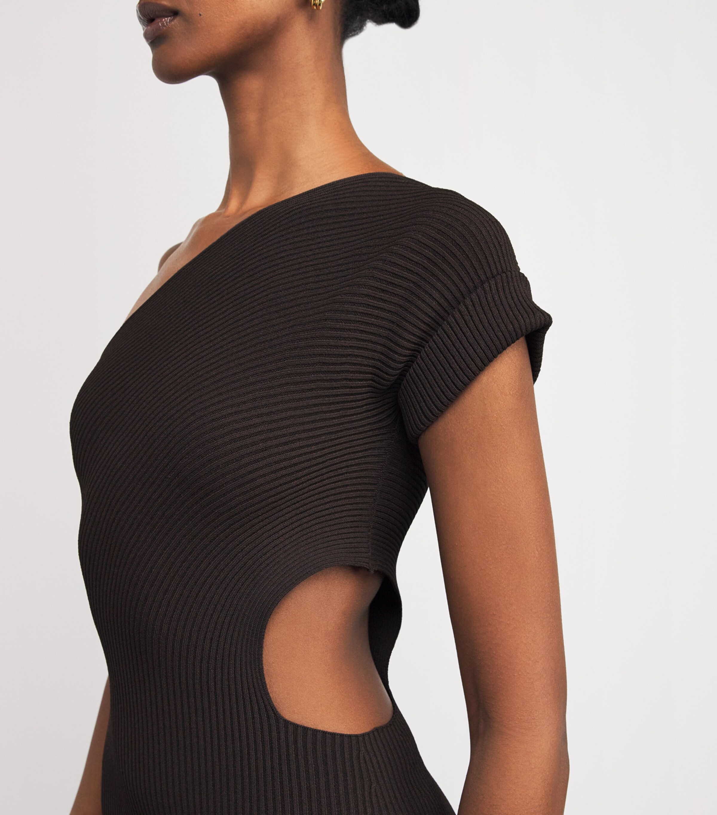 【関税＆送料込み】Max Mara Long One-Shoulder Dress Beige One-shoulder ribbed wool and cashmere-blend midi dress