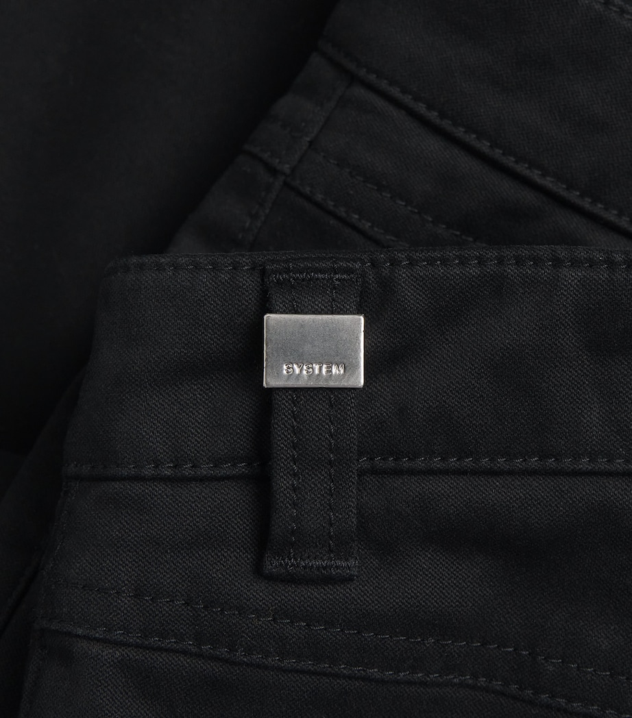 System Mens Cotton-Blend Side-Pleated Trousers Black Image 6