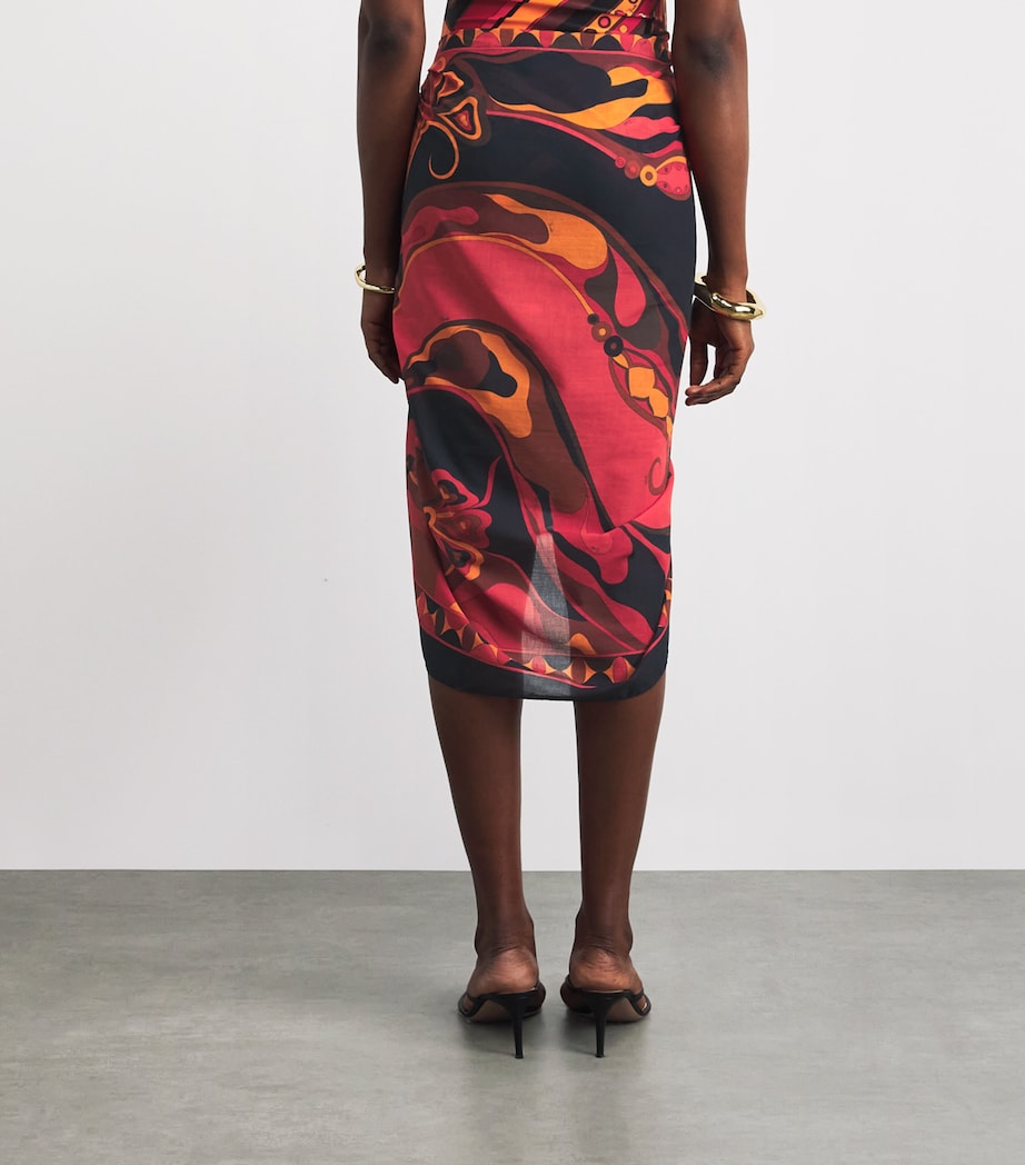 PUCCI Womens Cotton Orchidee Print Pareo Orange Image 5