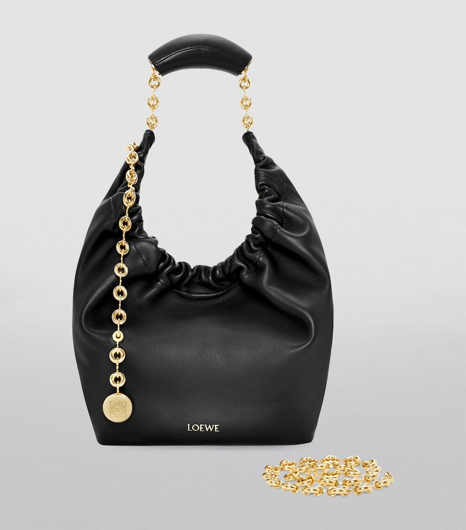 Small Leather Squeeze Top-Handle Bag BLACK Image 5