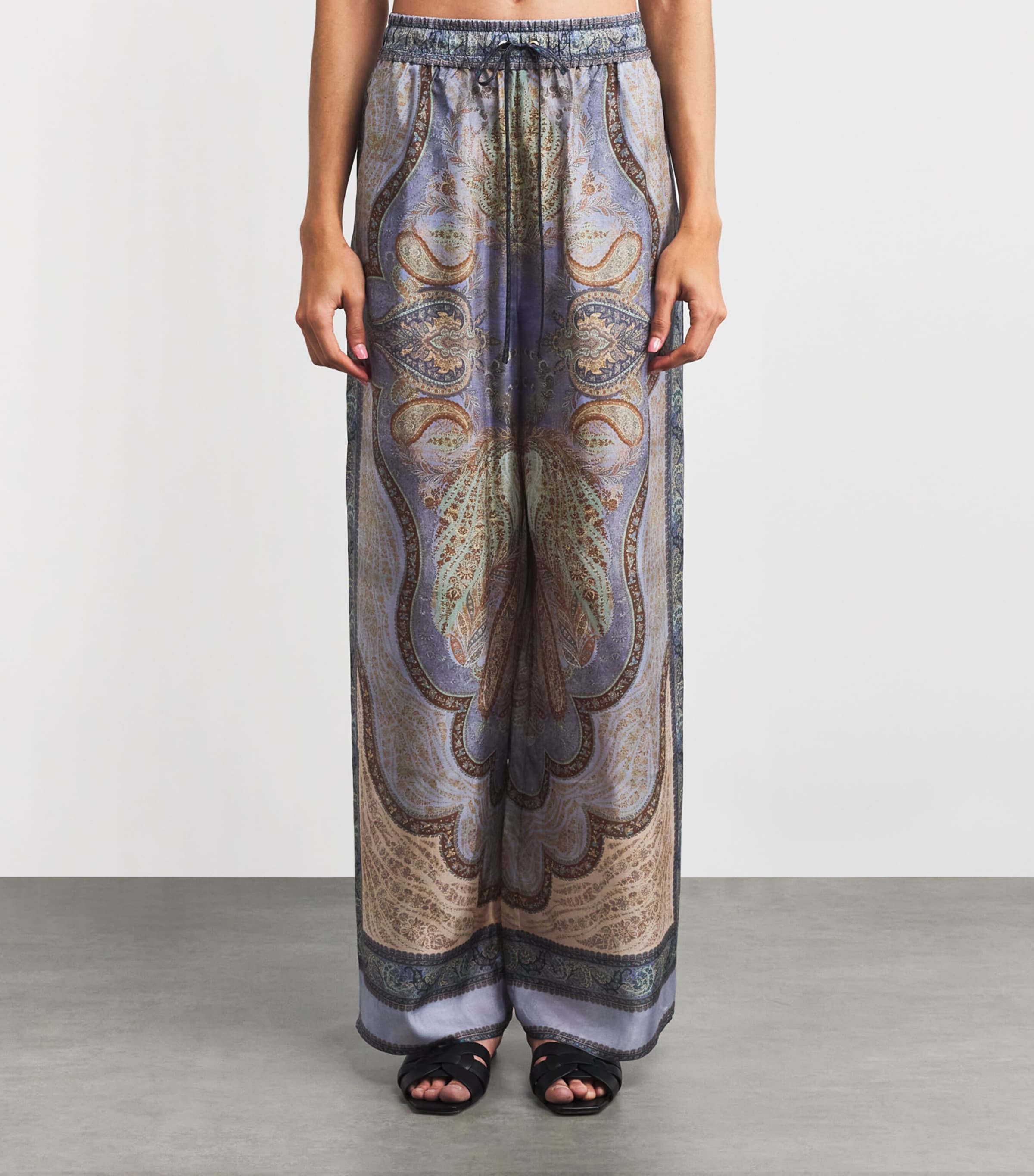 Silk Printed Wanderlust Trousers TAPSTRY BLU MLTITPBL Image 3