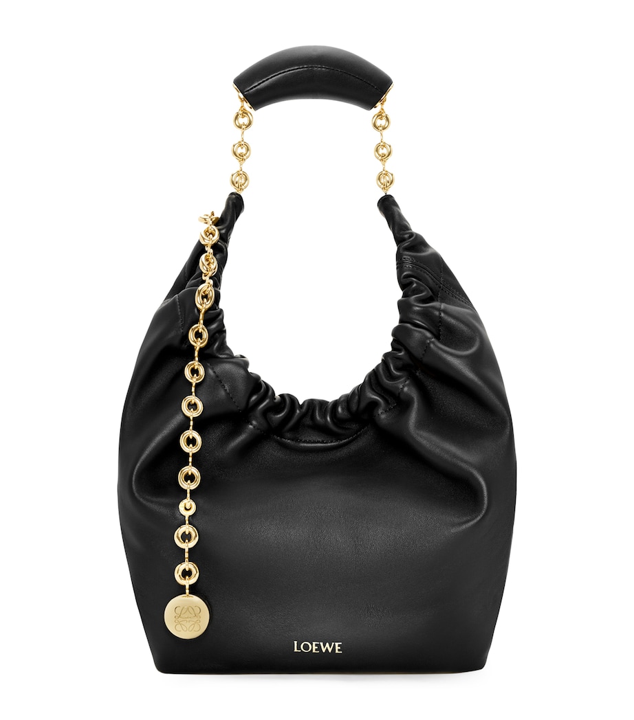 Small Leather Squeeze Top-Handle Bag BLACK Image 1