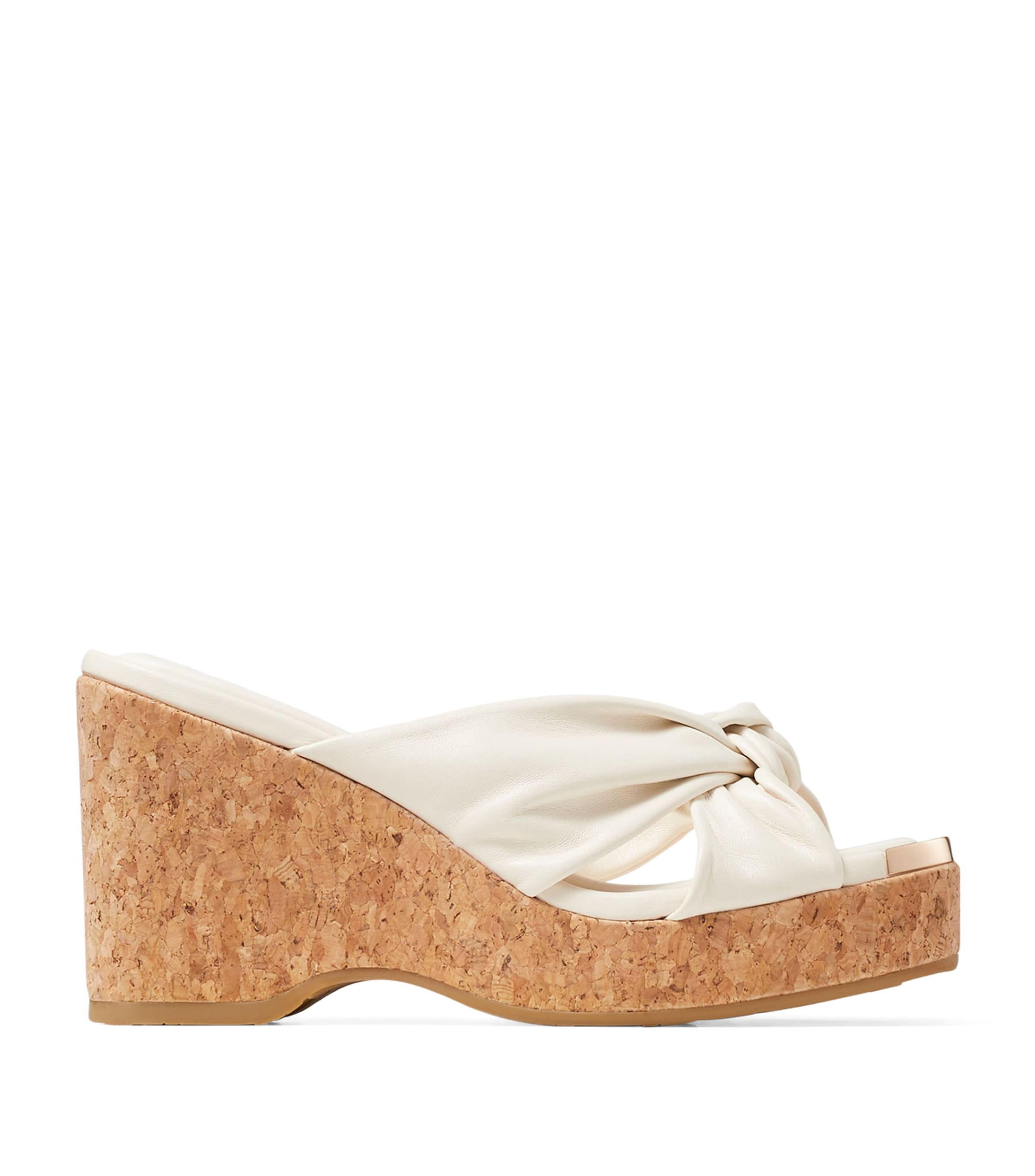 JIMMY CHOO AVENUE 95 LEATHER WEDGE SANDALS