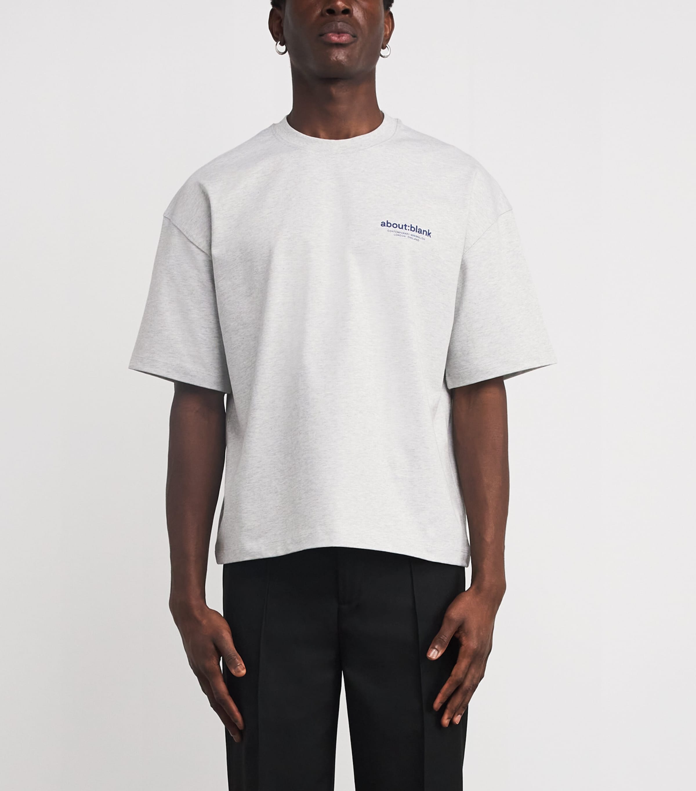 Cotton Back Emblem T-Shirt GREY MARL/NAVY Image 3