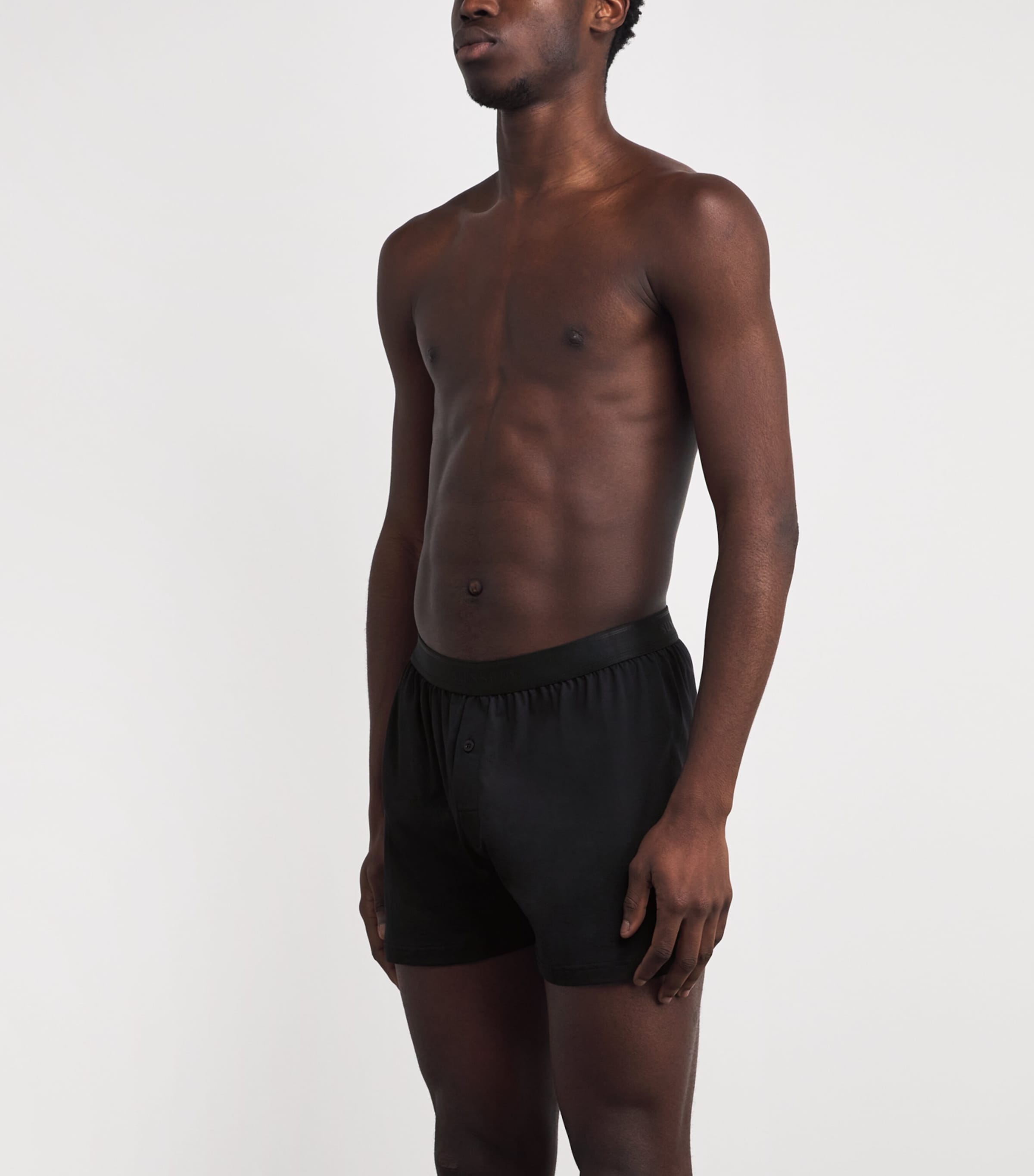 Superfine Cotton Boxer Shorts BKAA - BLACK Image 2