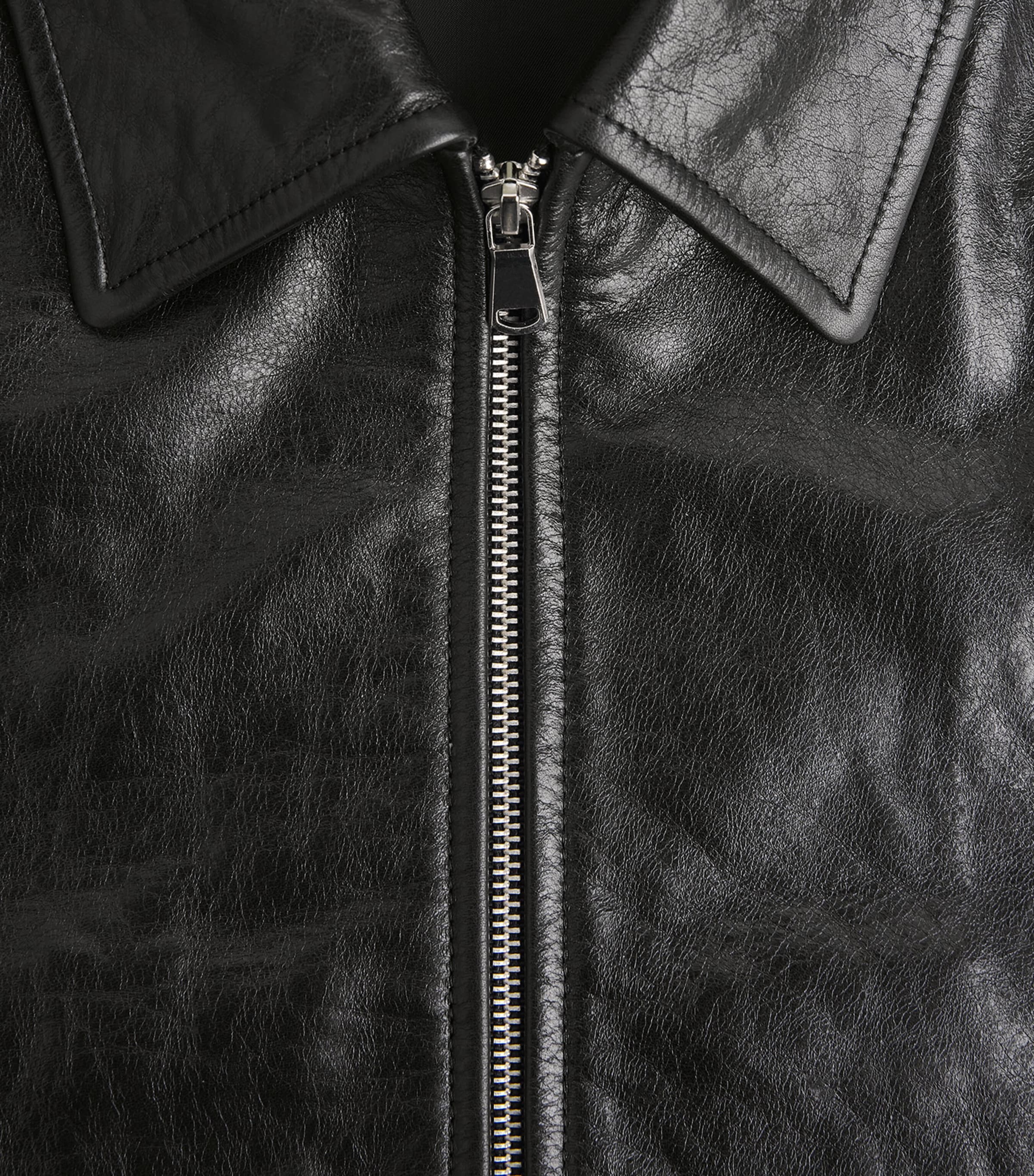 DOMREBEL Mens Embroidered Contrarian Leather Jacket Black Image 6