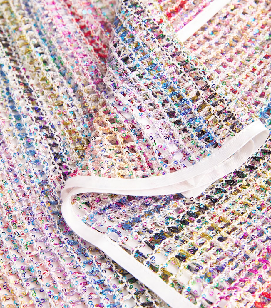 Open-Knit Sequinned Mini Skirt S01I0 MULTI W WHITE BASE Image 5