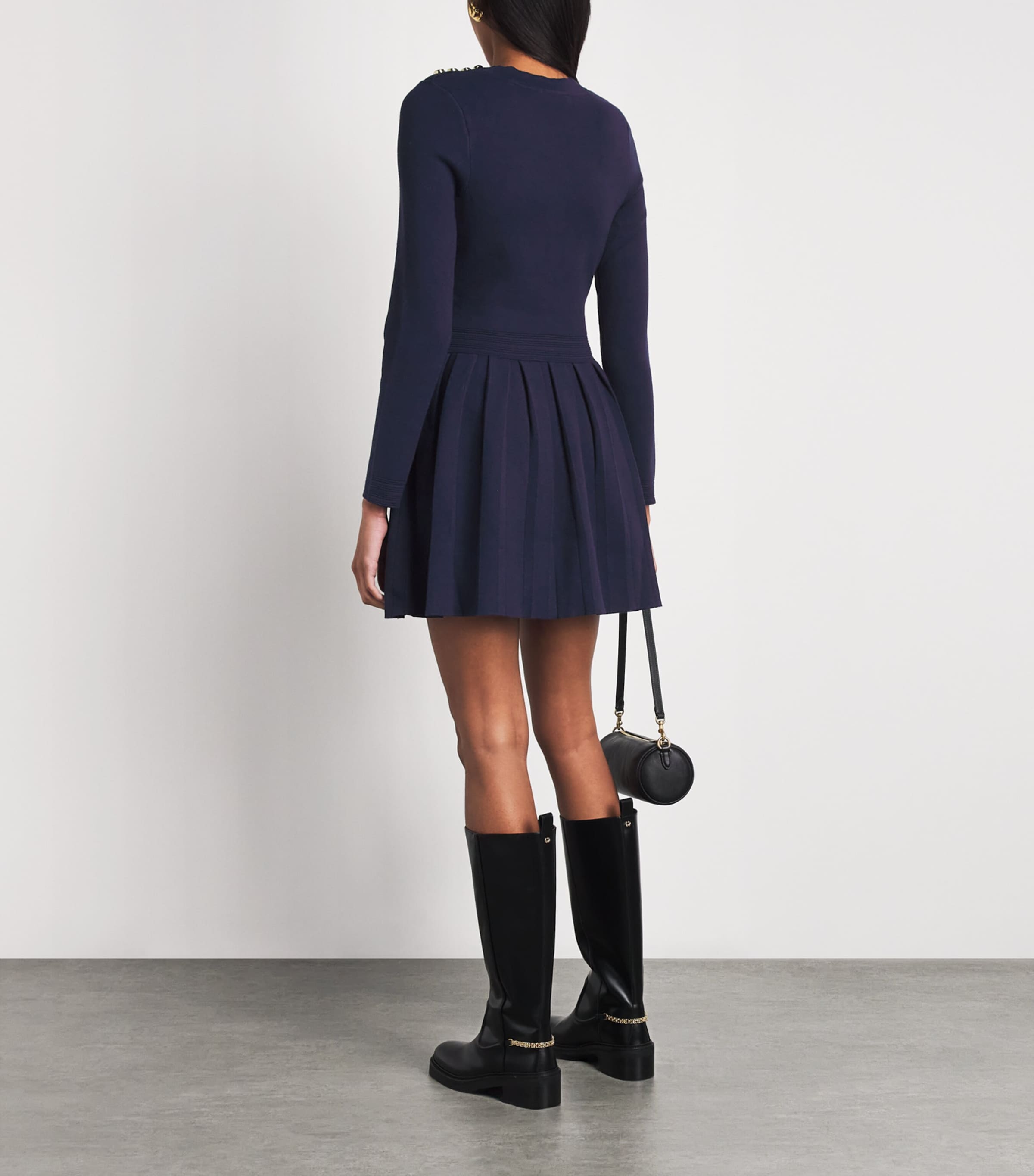 Sandro Paris Womens Knitted Mini Dress Navy Blue Image 4