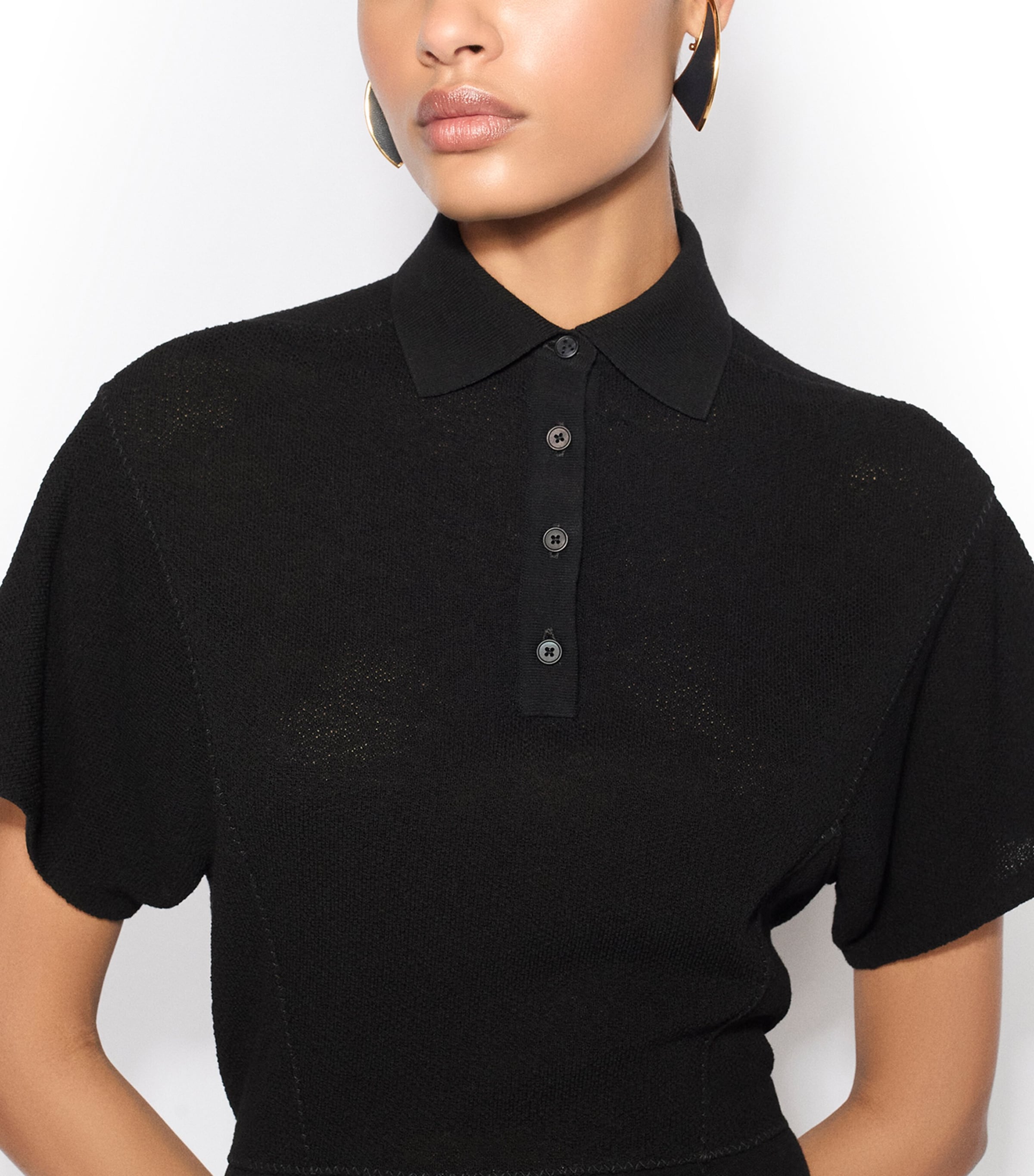 Alaïa Womens Wool Knit Polo Dress Noir Alaia Image 5