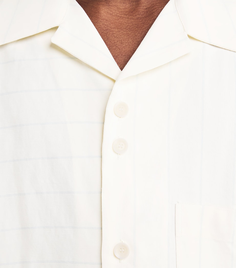 Wales Bonner Mens Striped Highlife Bowling Shirt White/blue Stripe Image 6