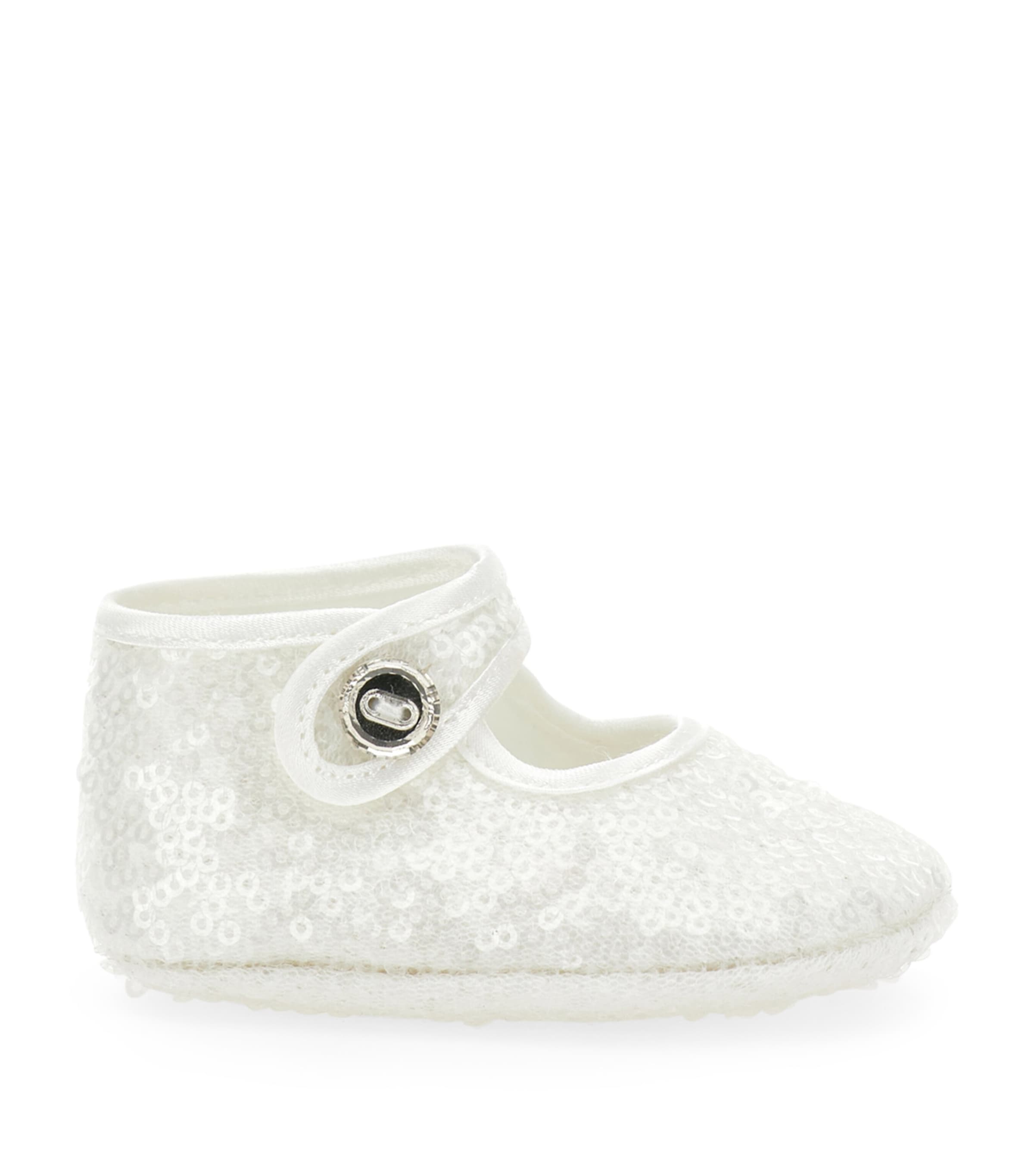 Monnalisa Sequin-embellished Ballerina Shoes In White