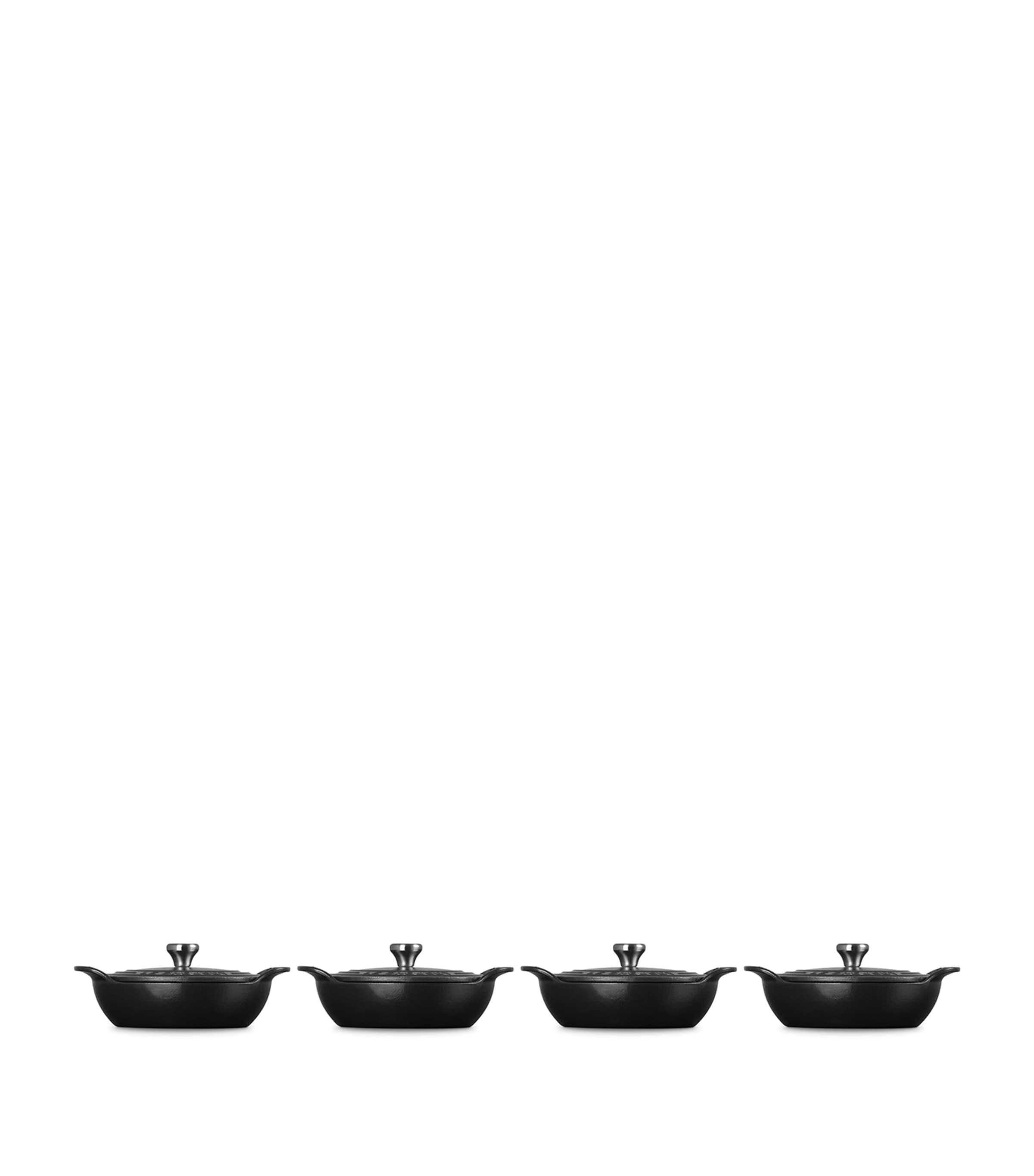 Set of 4 Cast Iron Gourmand Mini Braisers with Lids (13cm) NO COLOUR Image 4