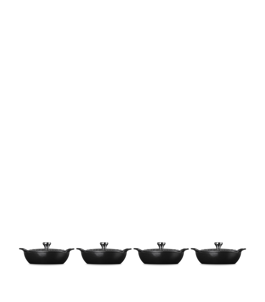 Set of 4 Cast Iron Gourmand Mini Braisers with Lids (13cm) NO COLOUR Image 4