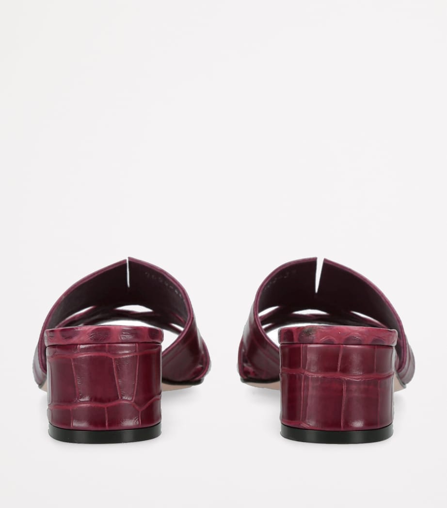 Leather Croc-Embossed Montreaux Heeled Mules 35 RED Image 2