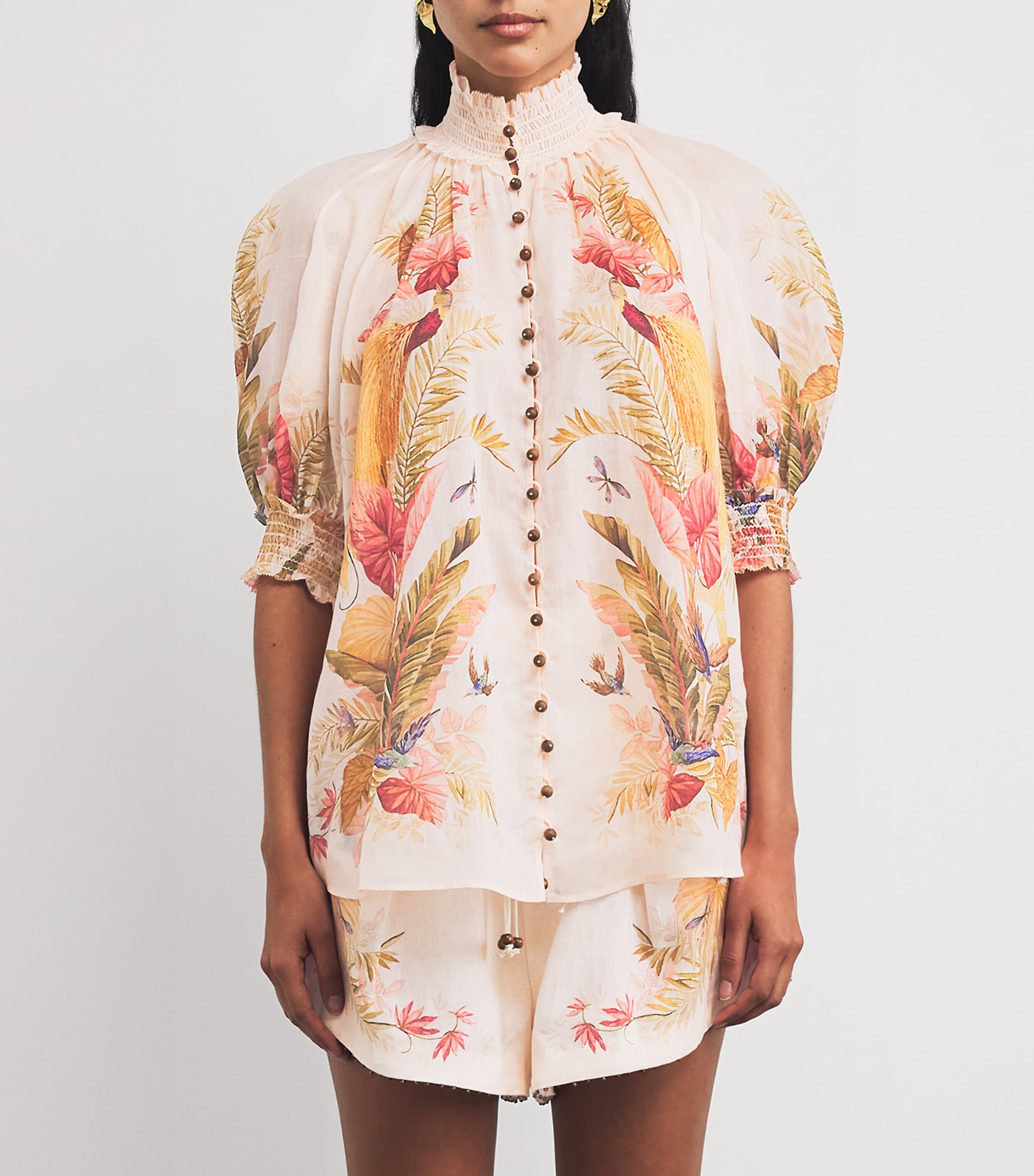 Tシャツ・カットソー ZIMMERMANN Printed Ramie Ascension Blouse Zimmermann Ramie Palm Ascension Blouse | Harrods UK