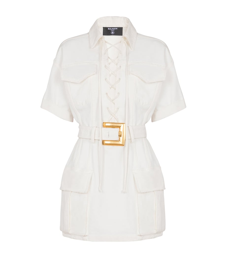Cotton Belted Mini Dress 0FC BLANC CASS?? Image 1