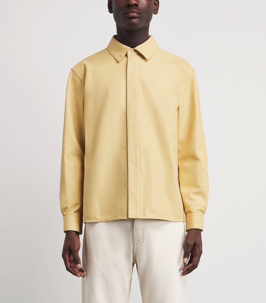 FRAME Mens Leather Zip-Up Overshirt Bdyw Image 4