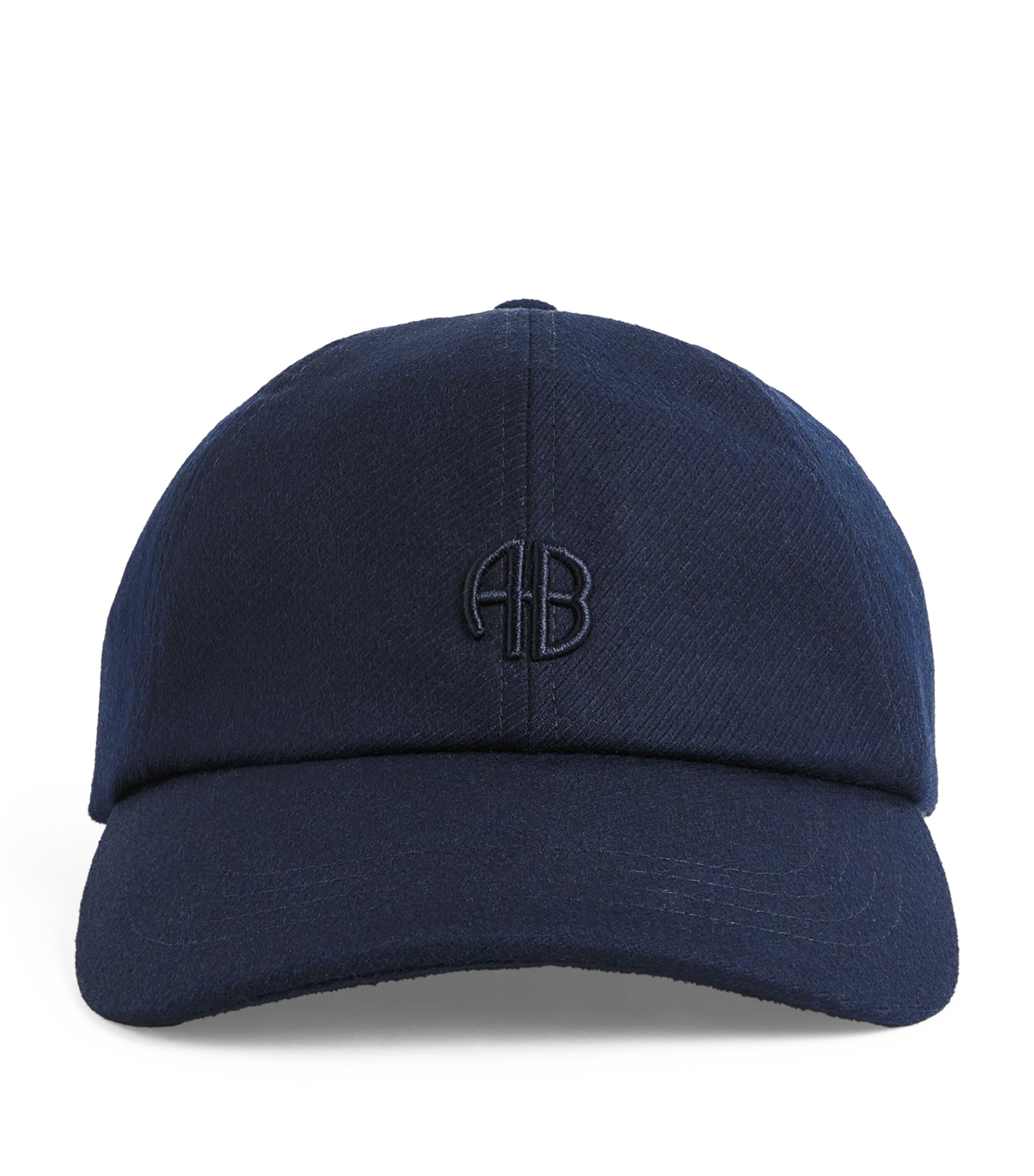 ANINE BING Embroidered Jeremy Baseball Cap Navy Wool Image 1